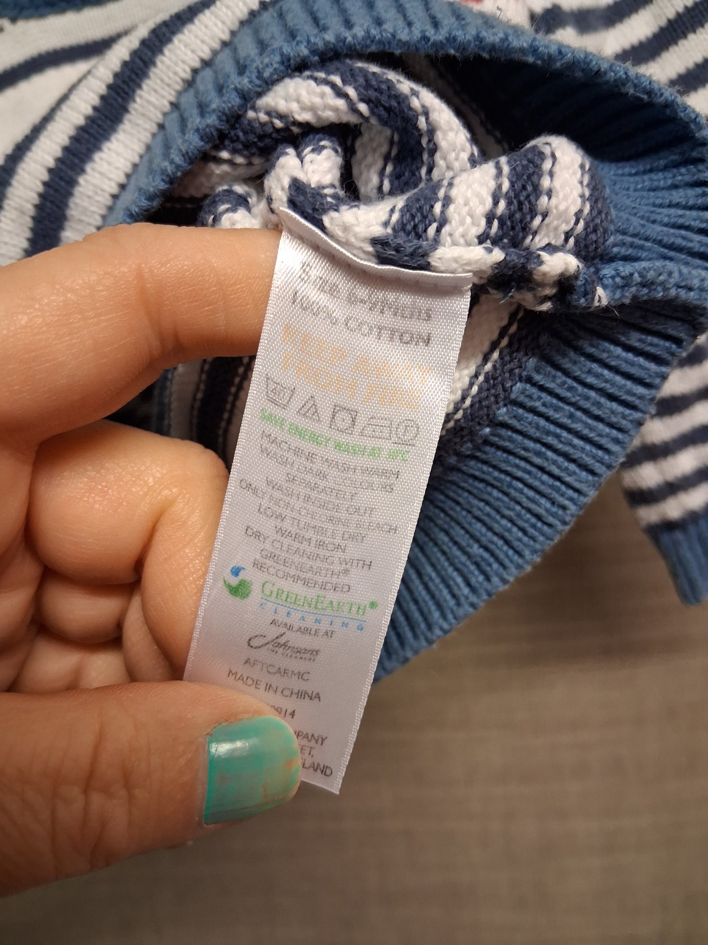The Little White Company Nautical Theme Crew Neck Knitted Sweater Blue White Age 6-9 Months