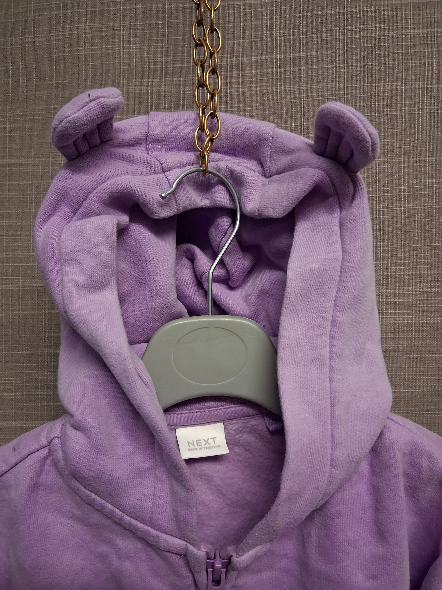 Next Girls Lilac Hoodie With Ears Jersey Age 2-3 Years Oversized