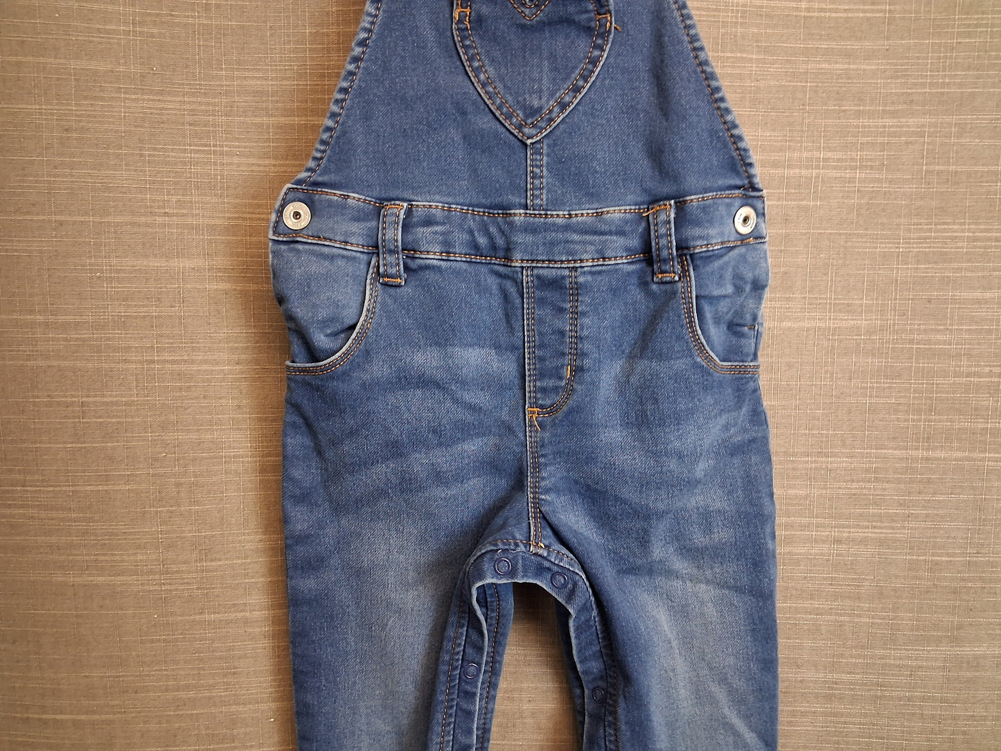 Primark Girls Blue Denim Dungarees Age 18-24 Months