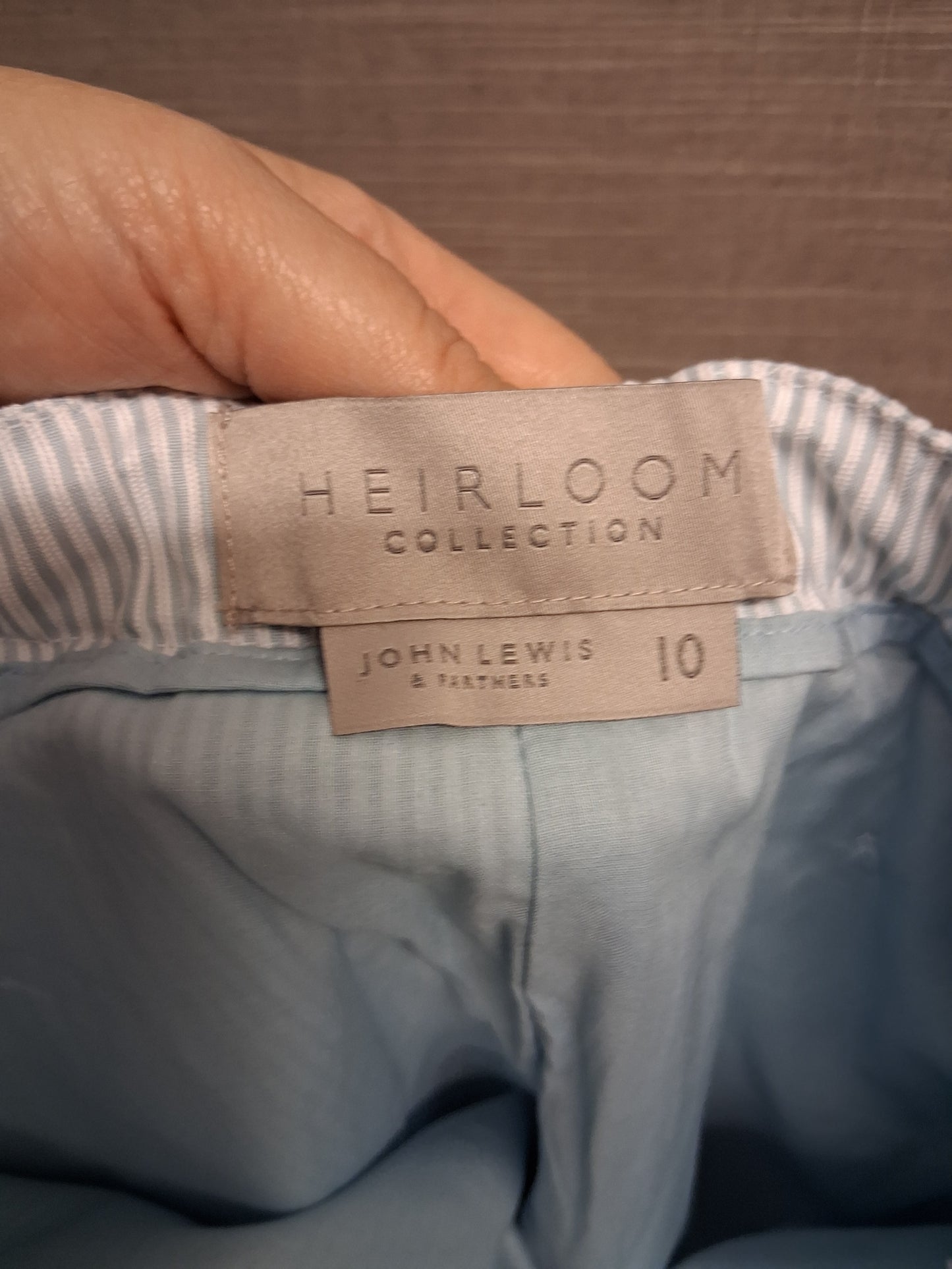 John Lewis Heirloom Collection Boys White Blue Striped Chino Shorts Age 10 Years