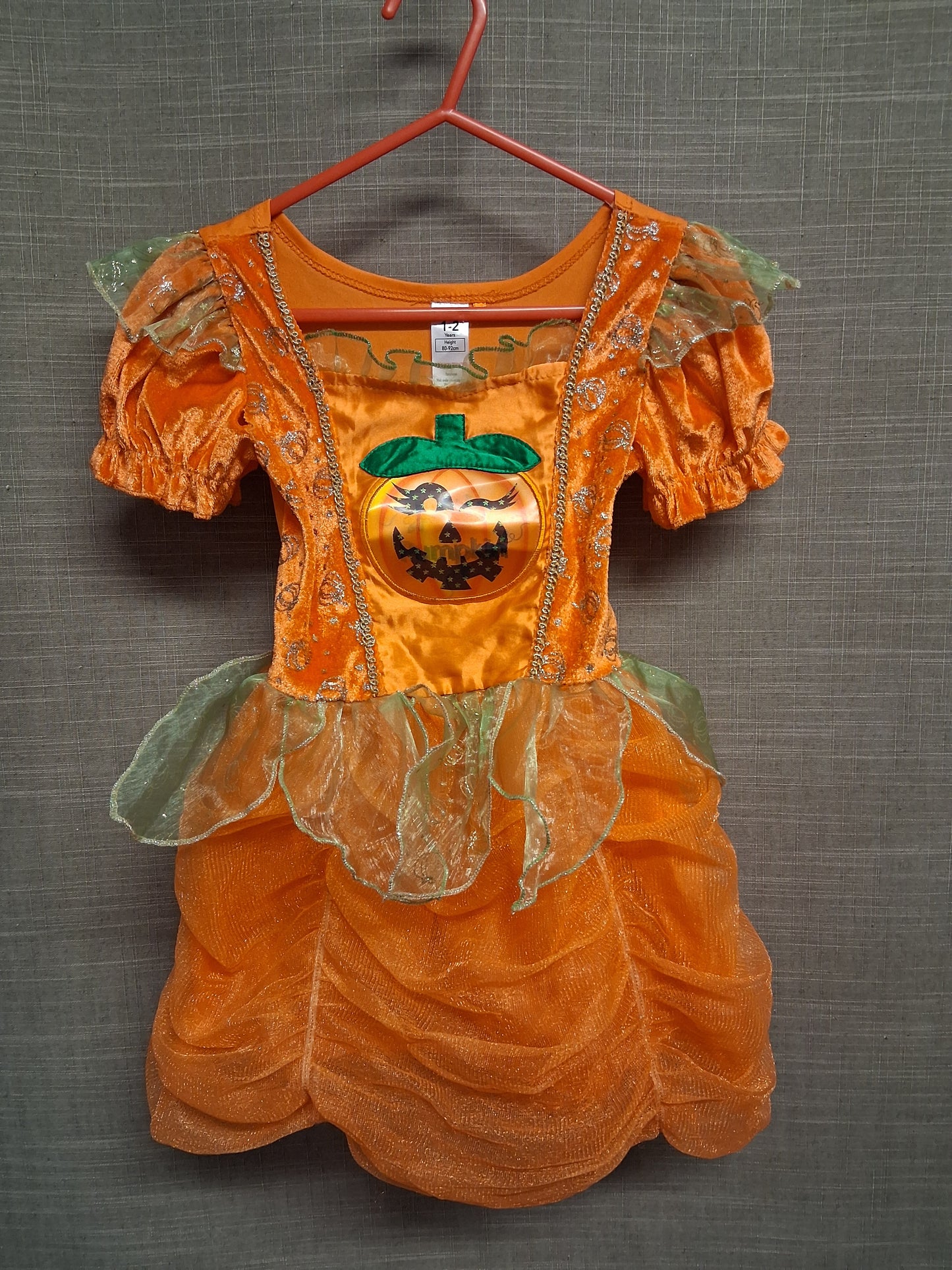 George Girls Halloween Pumpkin Dress Orange Age 1-2 Years