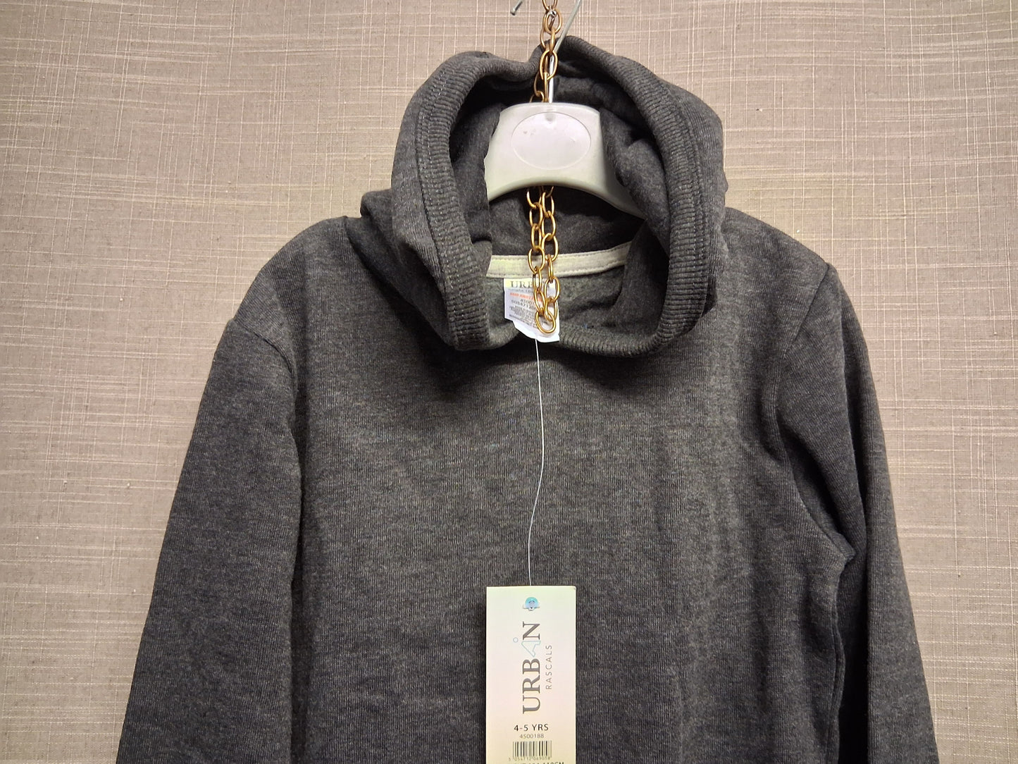 Urban Basics Peacocks Grey Hoodie Age 4-5 Years New