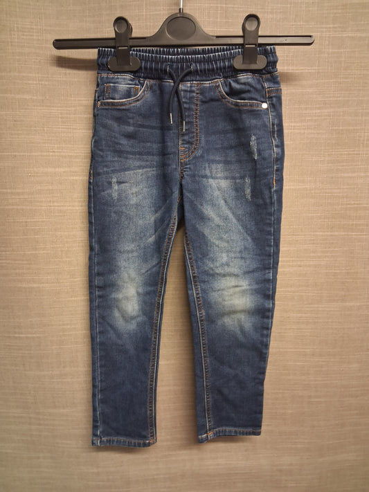Next Boys Blue Denim Jeans Elastic Waist Band Age 6 Years