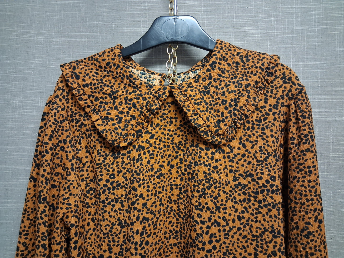 Next Girls Brown Animal Print Peter Pan Collar Top Age 12 Years