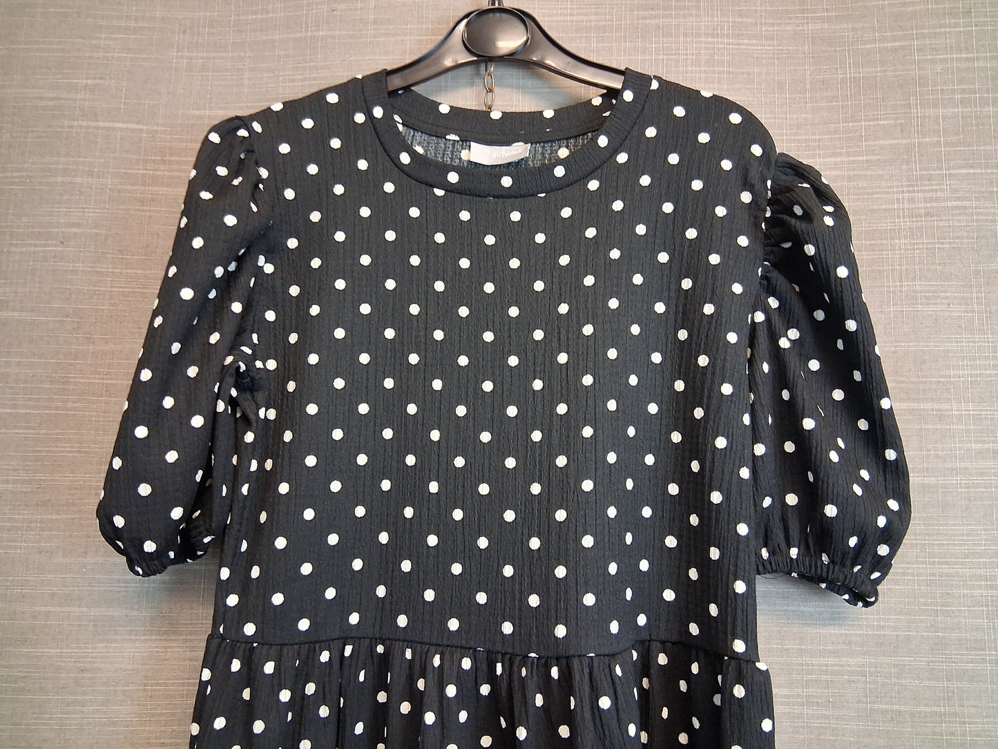 Matalan Girls Black Polka Dot Short Sleeve Tiered Dress Age 12 Years
