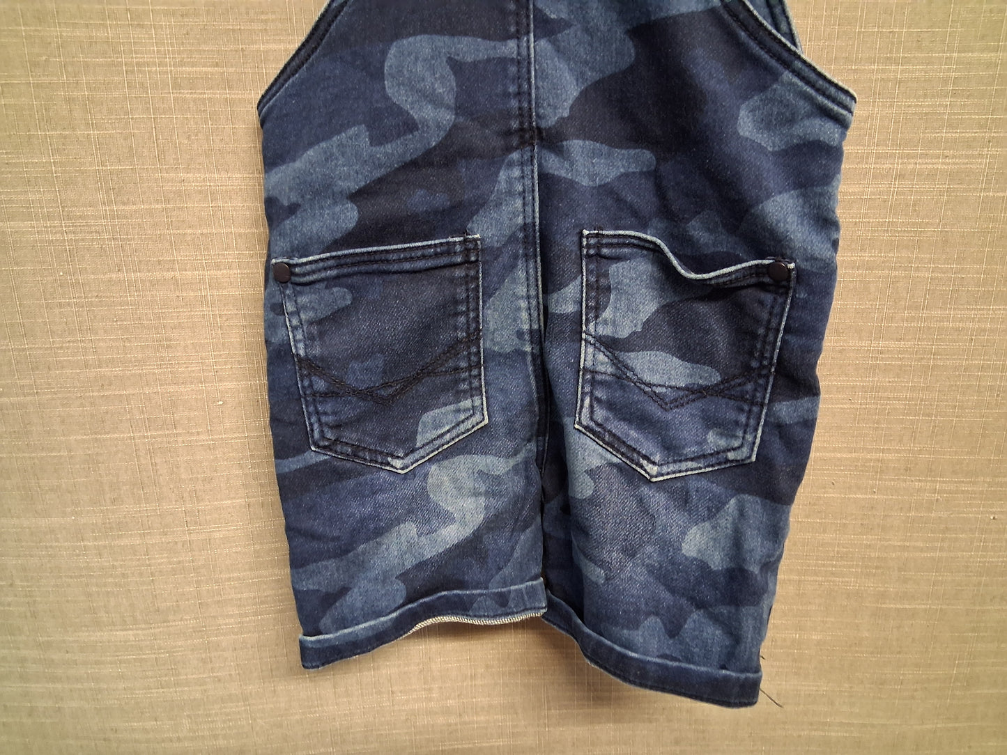 Next Boys Short Dungarees Blue Camouflage Age 2-3 Years