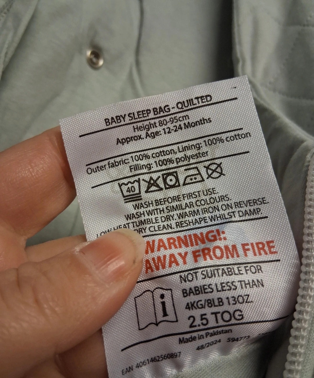 Lily & Dan Sleeping Bag Blue Grey Age 12-24 Months 2.5 Tog 100% Cotton