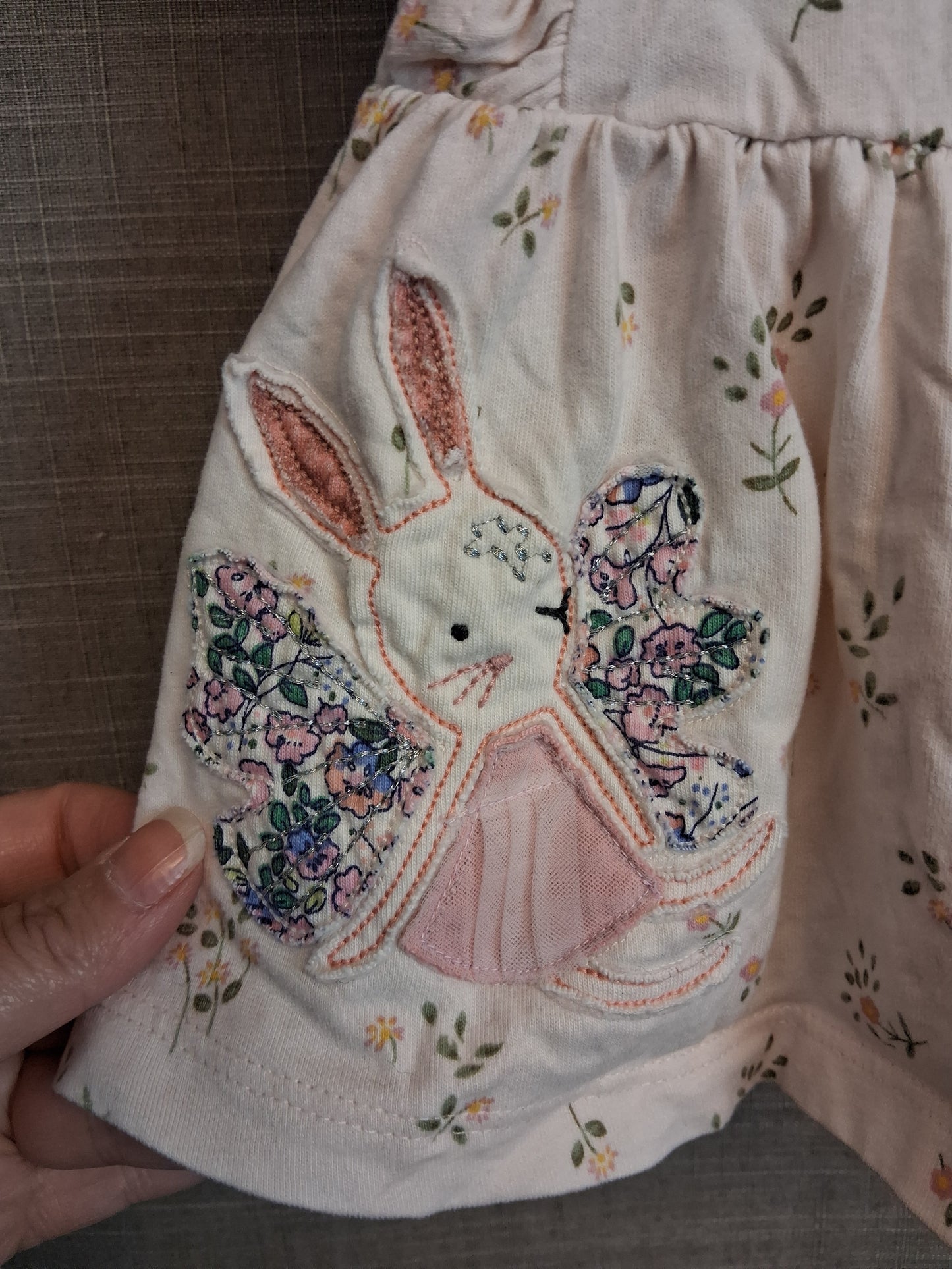 Next Girls Beige Bunny Peplum Sleeveless Jersey T-Shirt Age 12-18 Months
