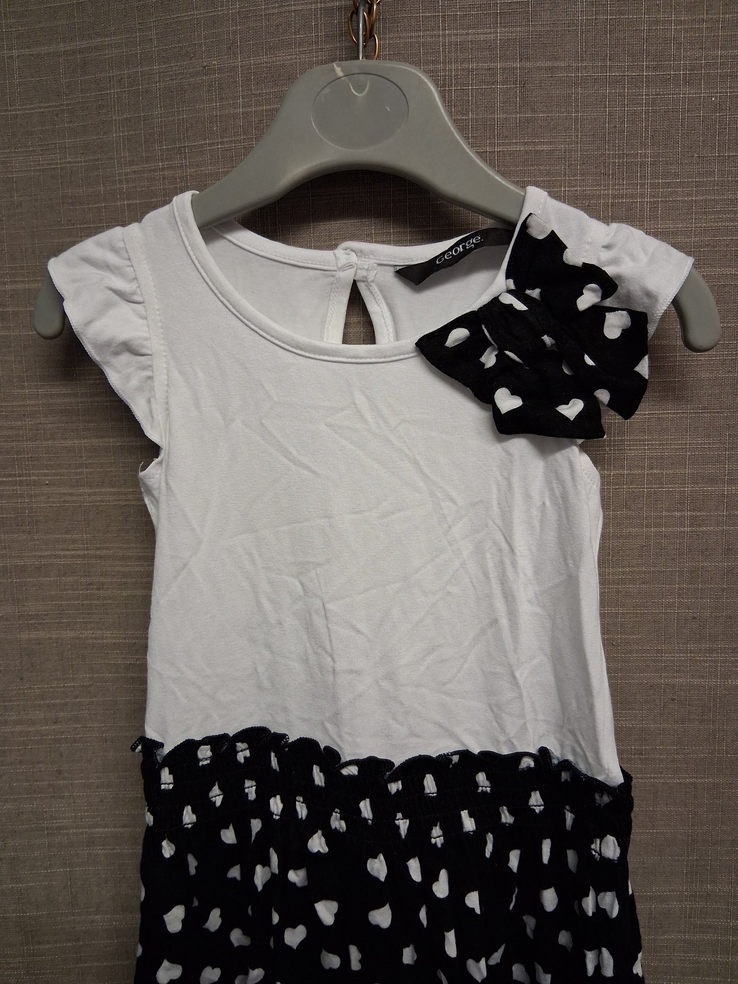 George Girls Black White Jersey T-Shirt Dress Age 12-18 Months