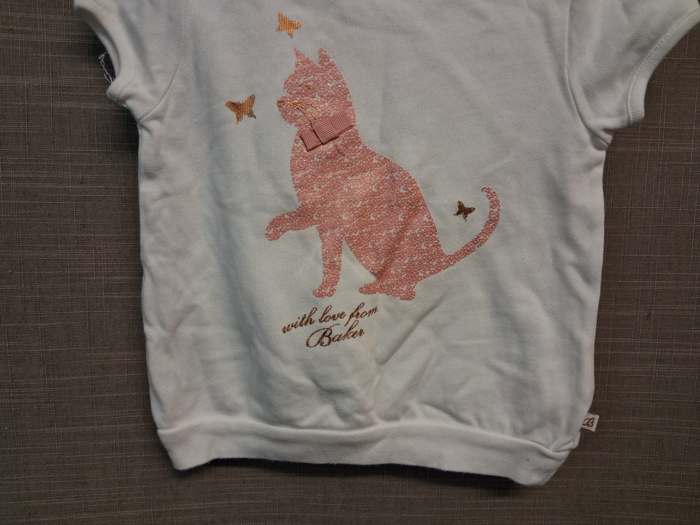 Ted Baker Girls Short Sleeve T-Shirt Cat Theme White Age 18-24 Months
