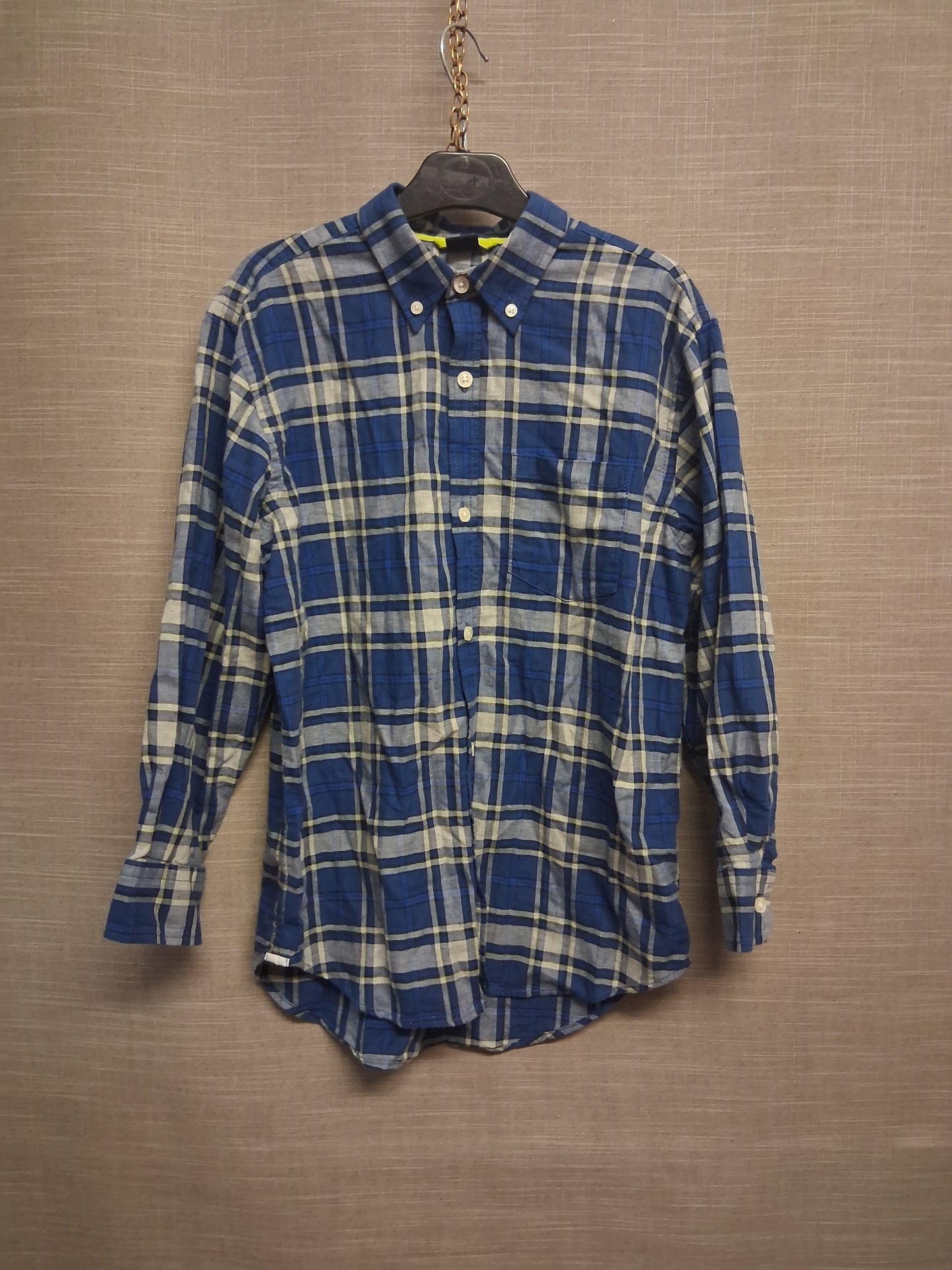 GAP Boys Blue White Checked Long Sleeve Shirt Age 7 Years Loose Fit