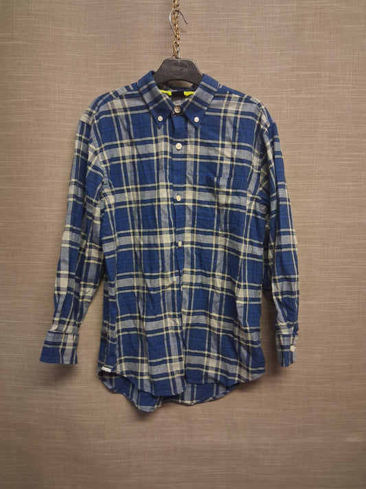GAP Boys Blue White Checked Long Sleeve Shirt Age 7 Years Loose Fit
