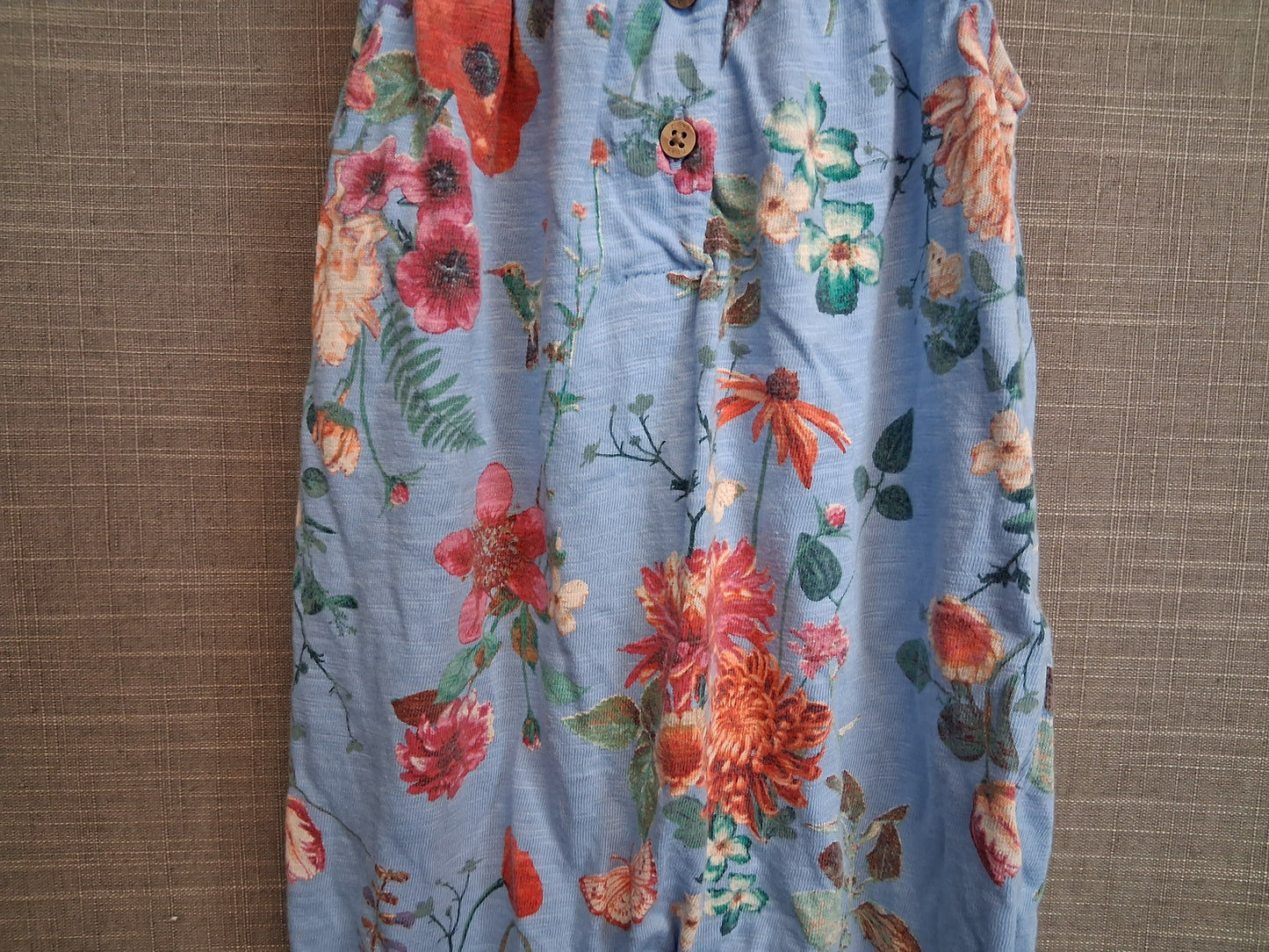 Next Girls Blue Floral Romper Sleeveless Jersey Age 3-6 Months