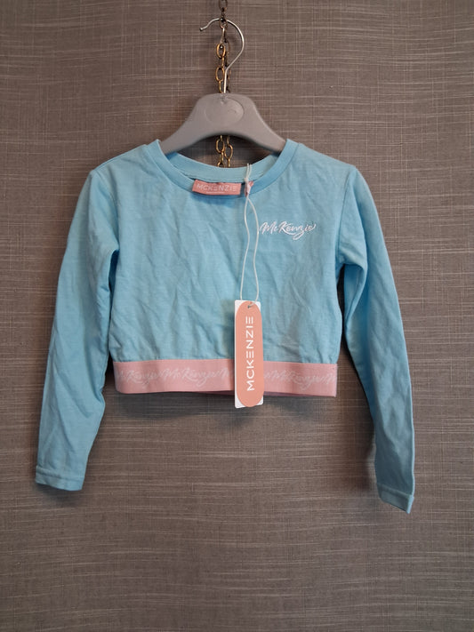 Mckenzie Girls Blue Crop Long Sleeve T-Shirt Age 3-4 Years New