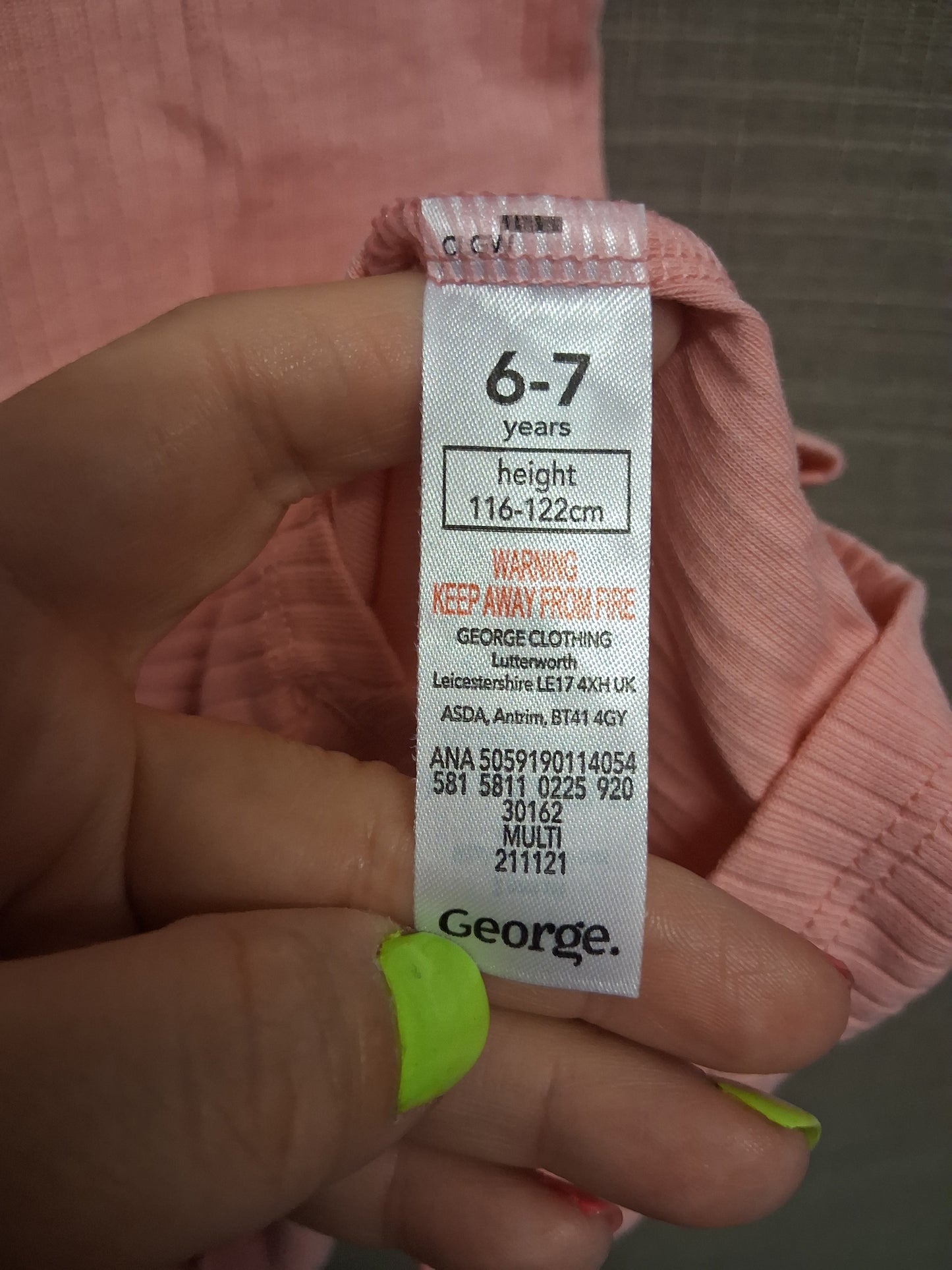 George Girls Playsuit 2 Pack Lilac and Peach Jersey Age 6-7 Years