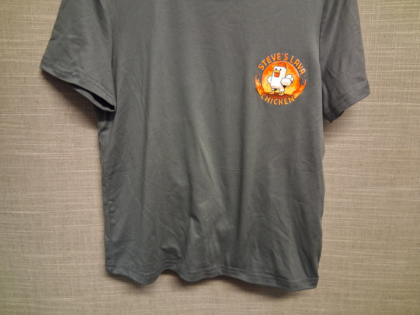 Minecraft Movie Steve's Lava Chicken Grey Short Sleeve T-Shirt Age 7 Years