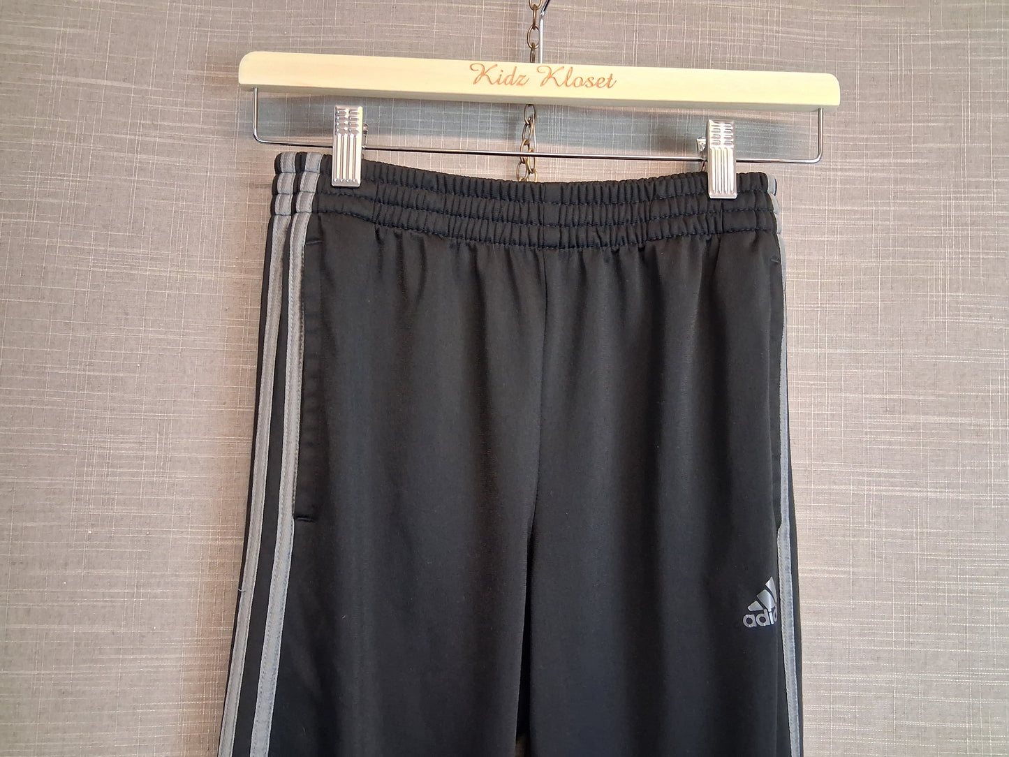 Adidas Black Joggers Size 11-12 Years Silver 3 Stripe