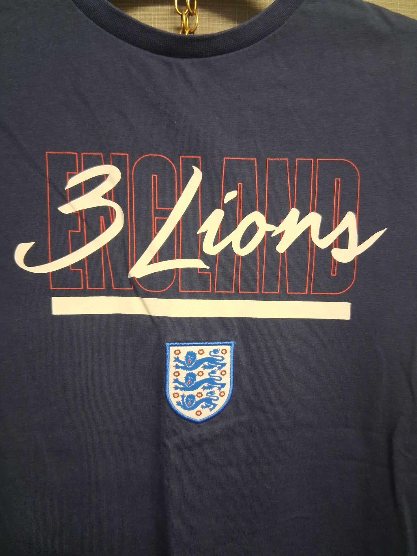 George England T-Shirt 3 Lions Football Navy Short Sleeve Age 8-9 Years