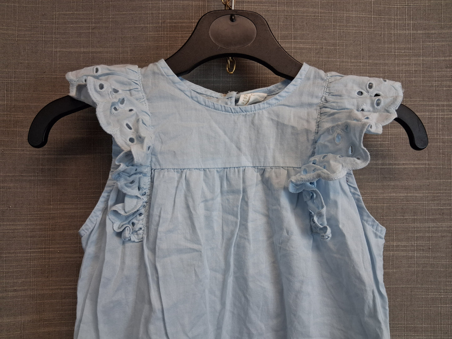 H&M Girls Blue Sleeveless T-Shirt Age 3-4 Years 100% Cotton