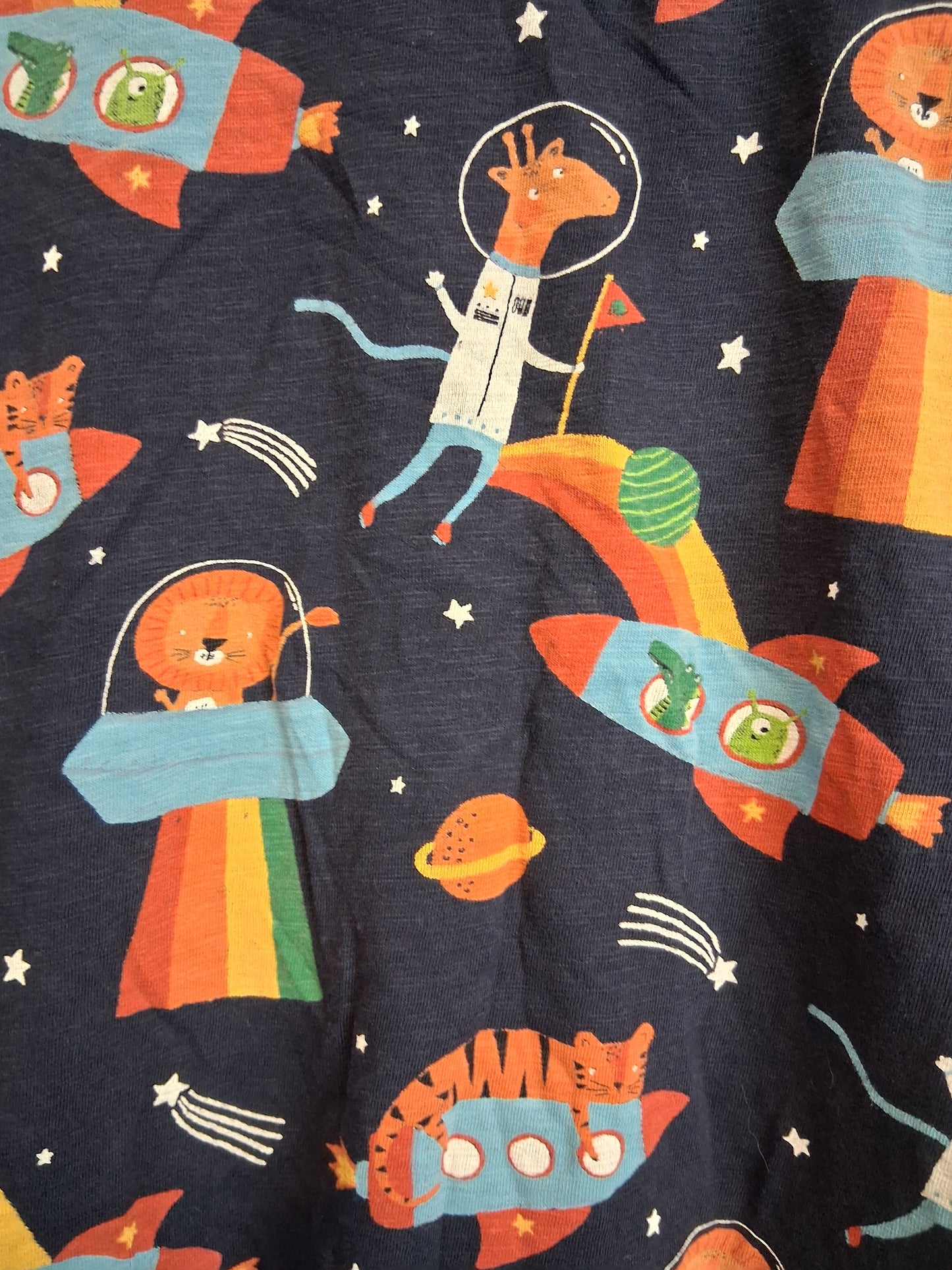 Next Space Theme Blue T-Shirt Short Sleeve 100% Cotton Age 3-4 Years
