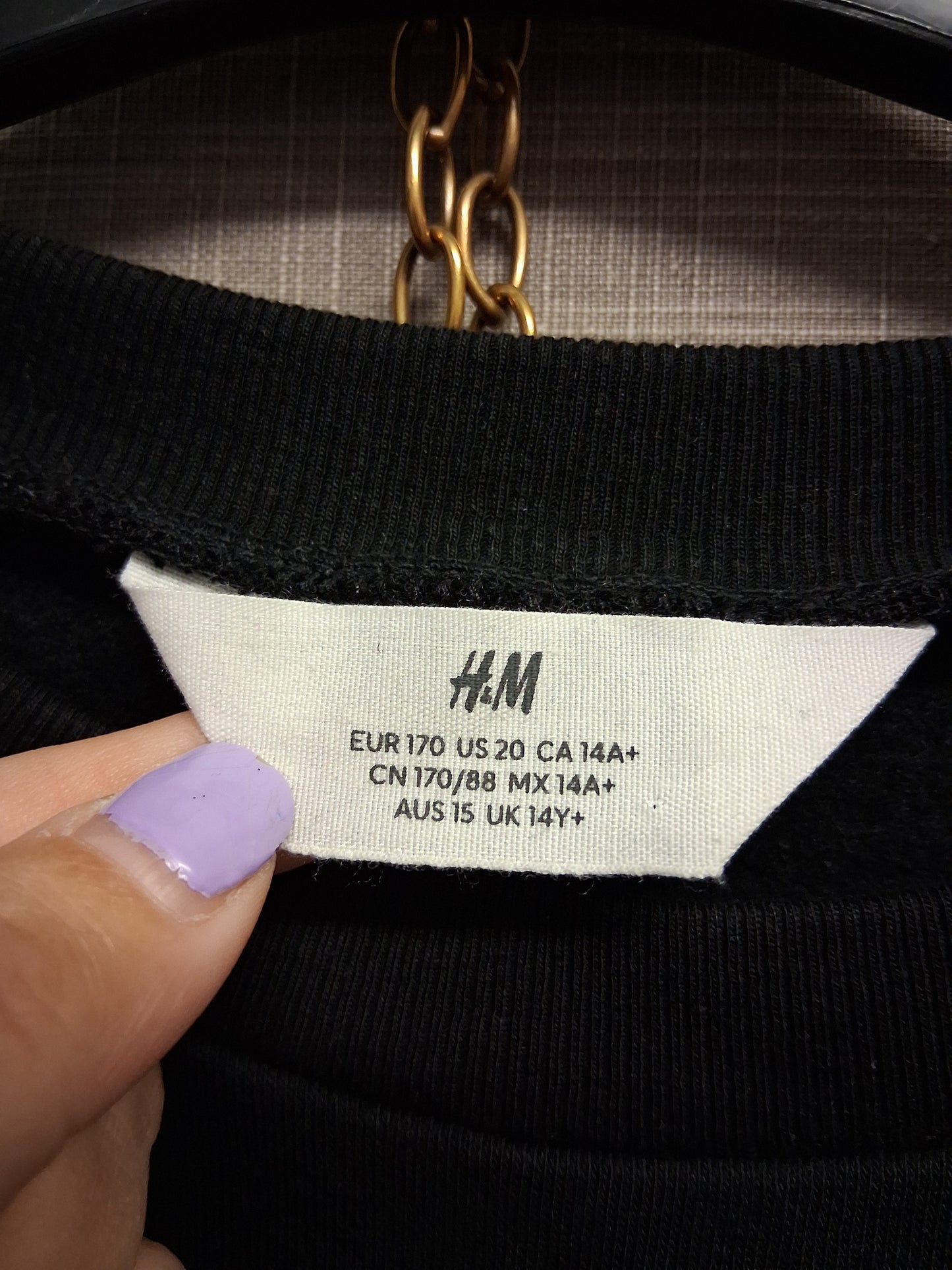 H&M Boys Basic Crew Neck Sweater Jumper Black Age 14-15 Years