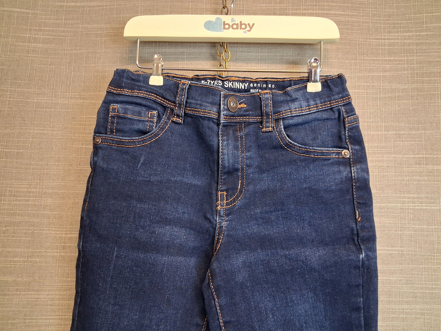 Primark Boys Skinny Blue Jeans Age 6-7 Years Adjustable Waist