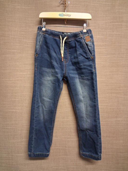 Next Boys Denim Jeans Blue Elastic Waist Tiger on Pocket Age 5-6 Years