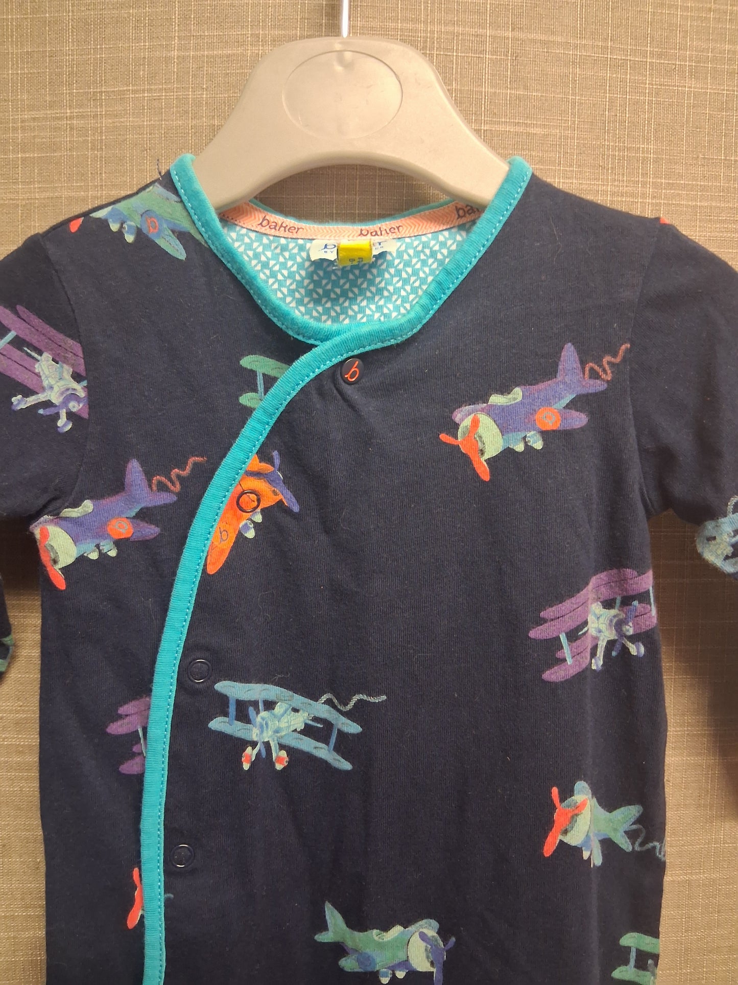 Ted Baker Boys Sleepsuit Navy Blue Areoplane Print Age 3-6 Months