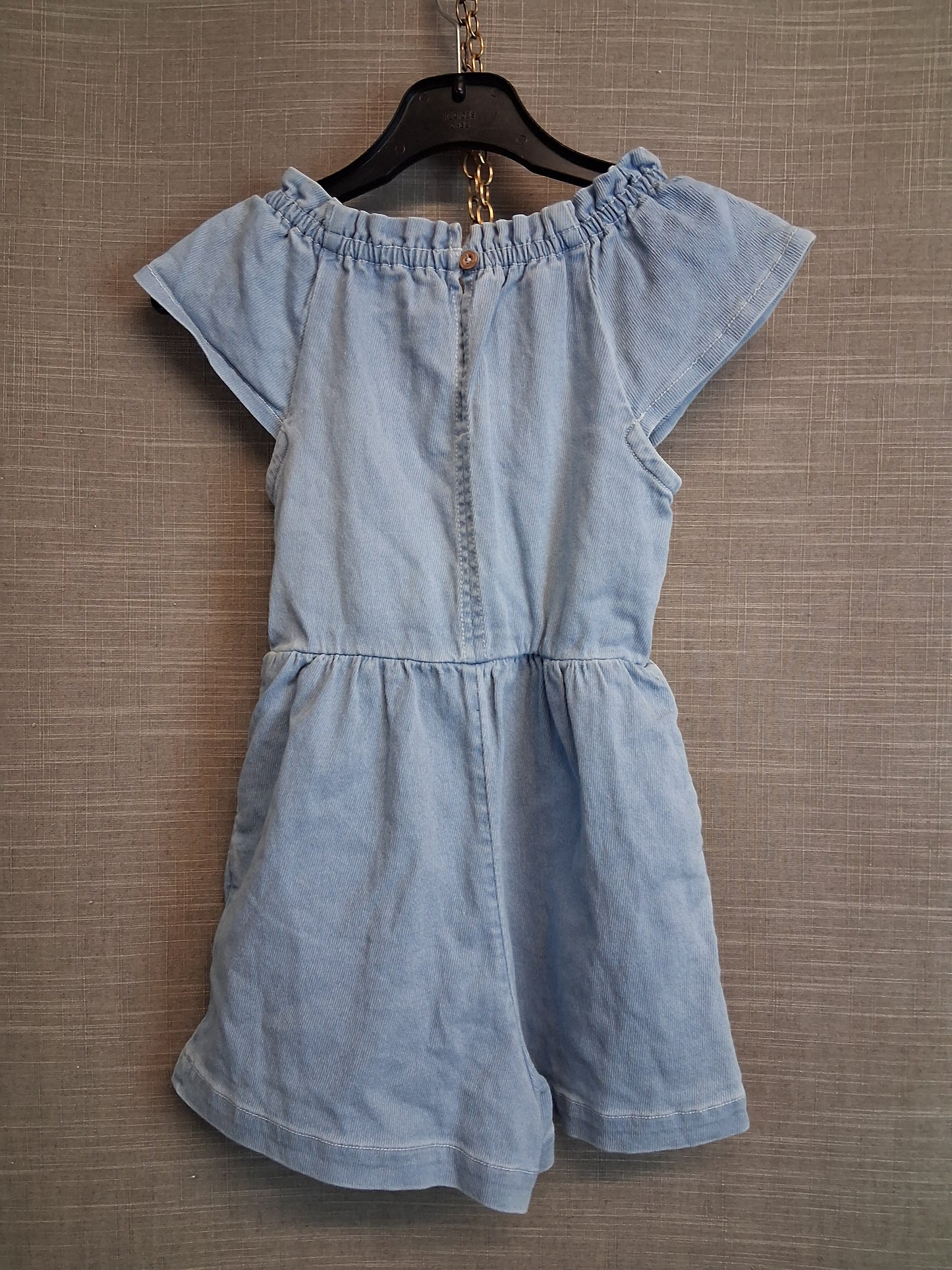 Nutmeg Girls Denim Playsuit Blue Age 3-4 Years with Pockets