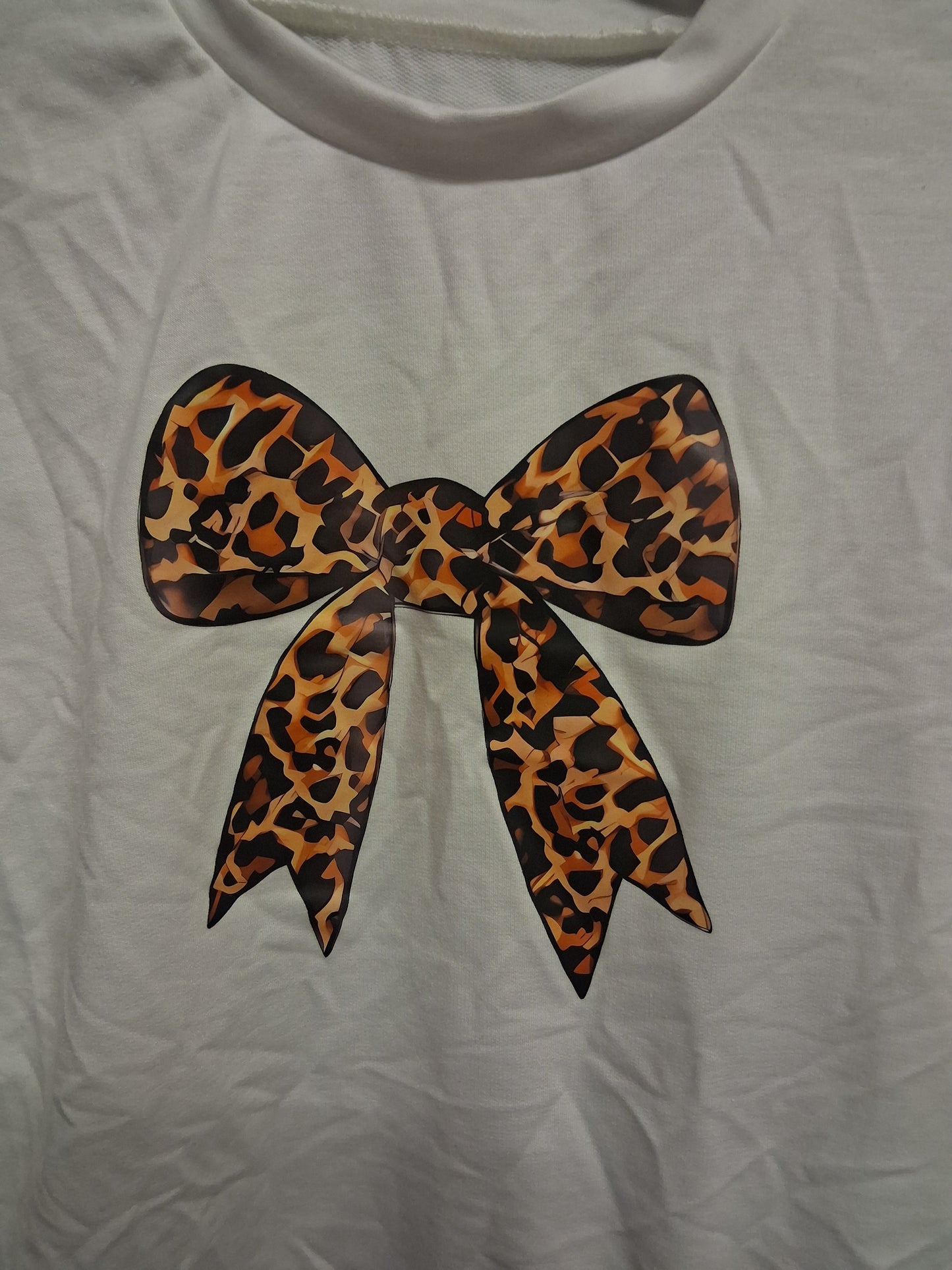 Shein Girls Cream Leopard Print Bow Sweater Age 12 Years