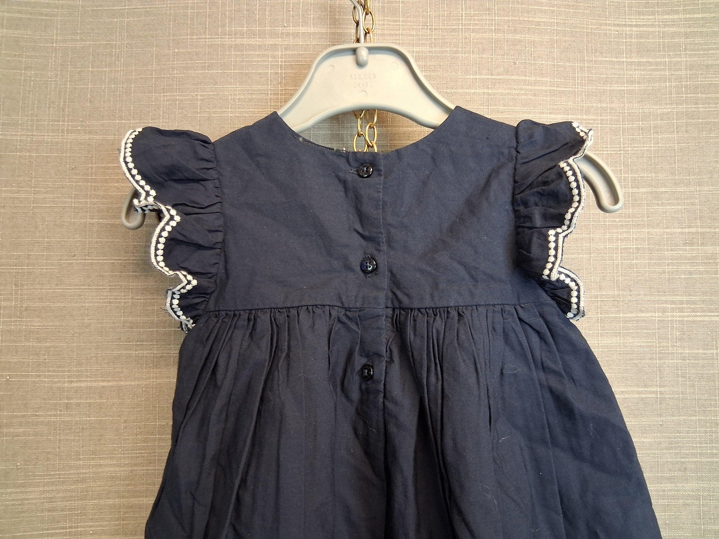 Next Girls Navy Embroidered Dress Age 3-6 Months New
