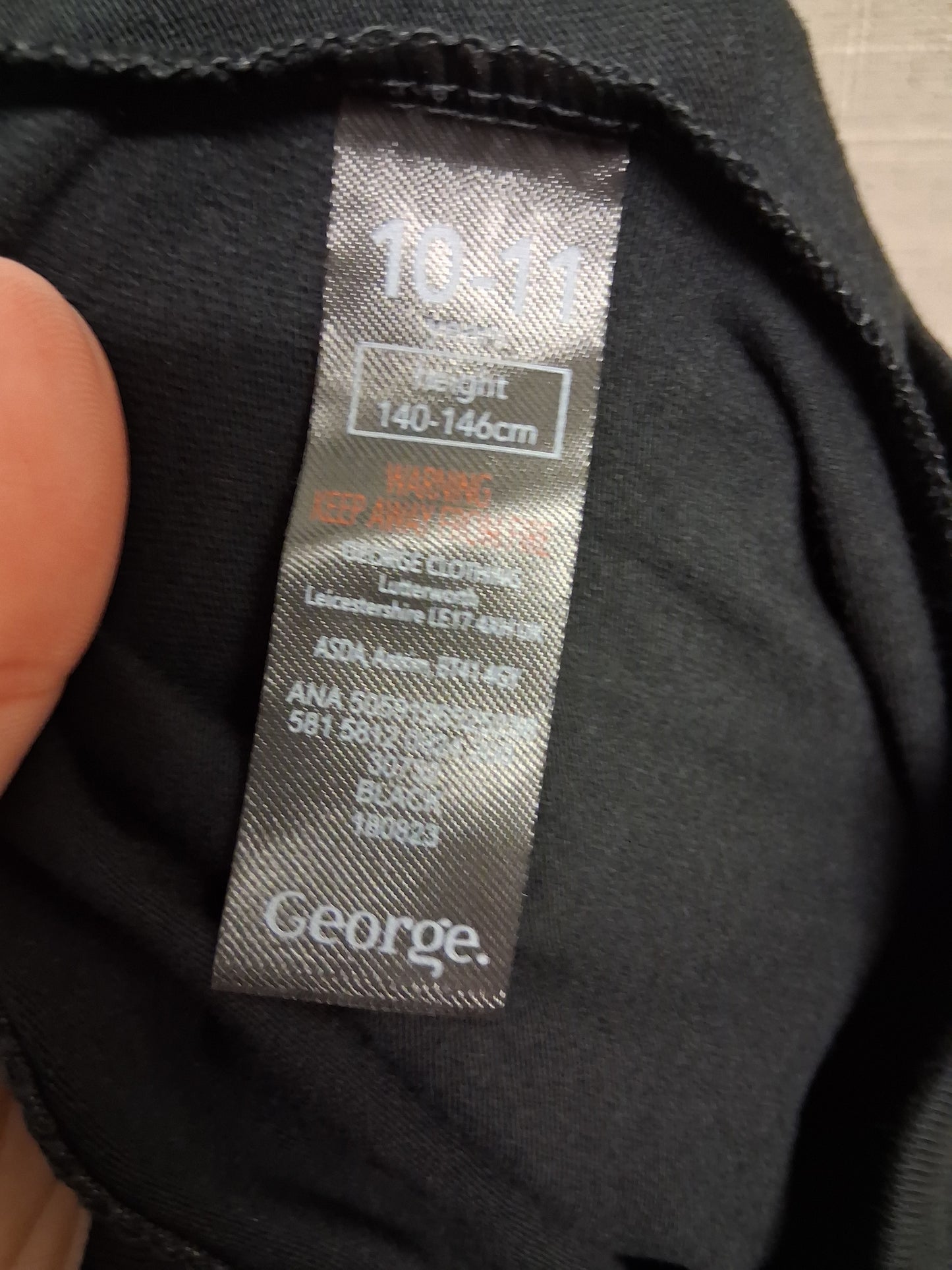 George Girls Lace Hem Black Leggings Age 10-11 Years New