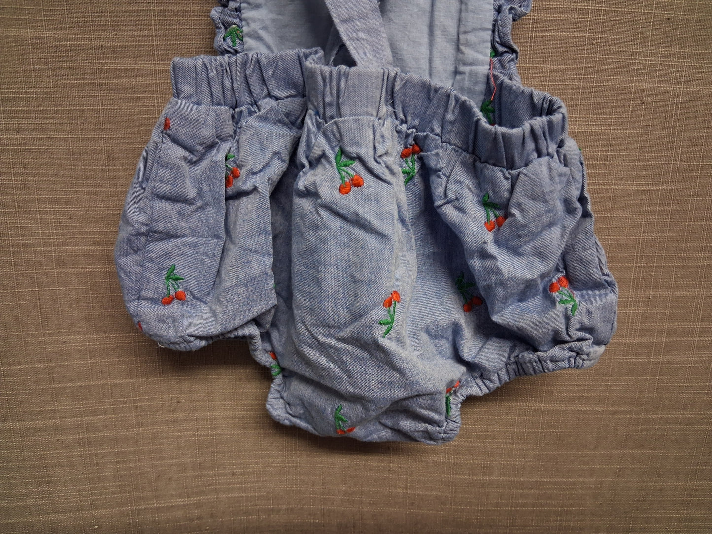 Matalan Girls Blue Denim Dungaree Shorts Cherry Print Age 0-3 months