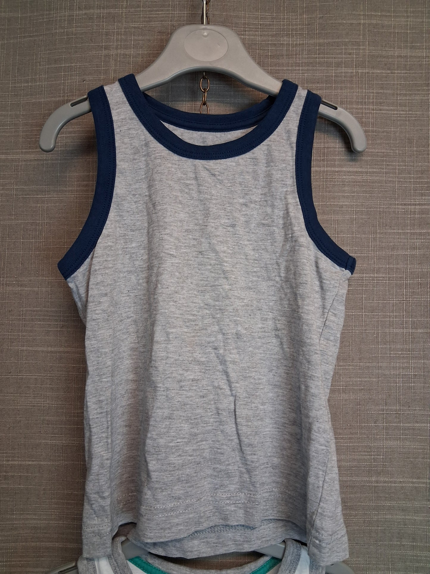 Matalan Boys Vest Tank Tops Grey and White Age 3 Years Set of 2