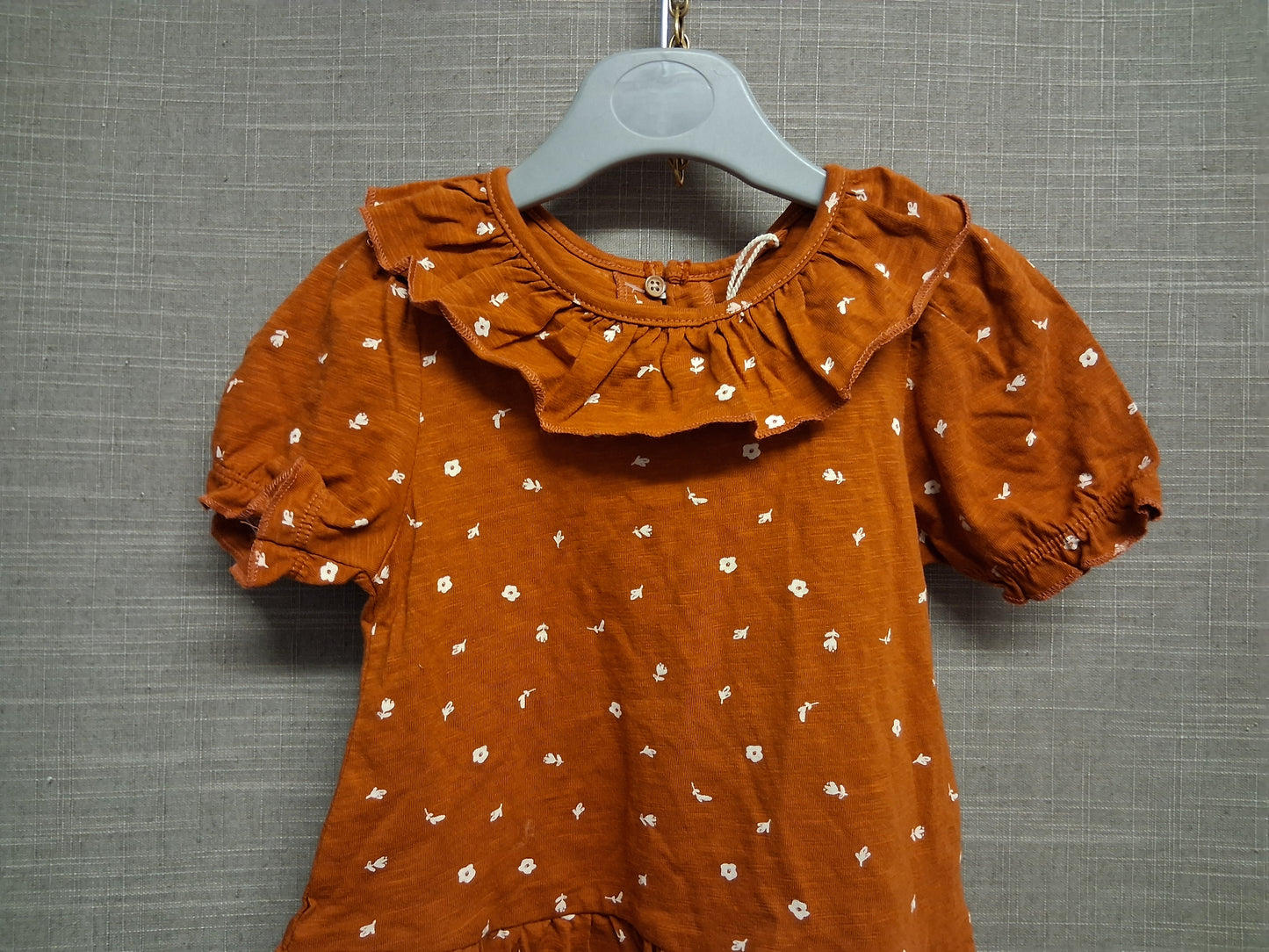Next Girls Brown Floral Short Sleeve Peplum T-Shirt Age 18-24 Months New