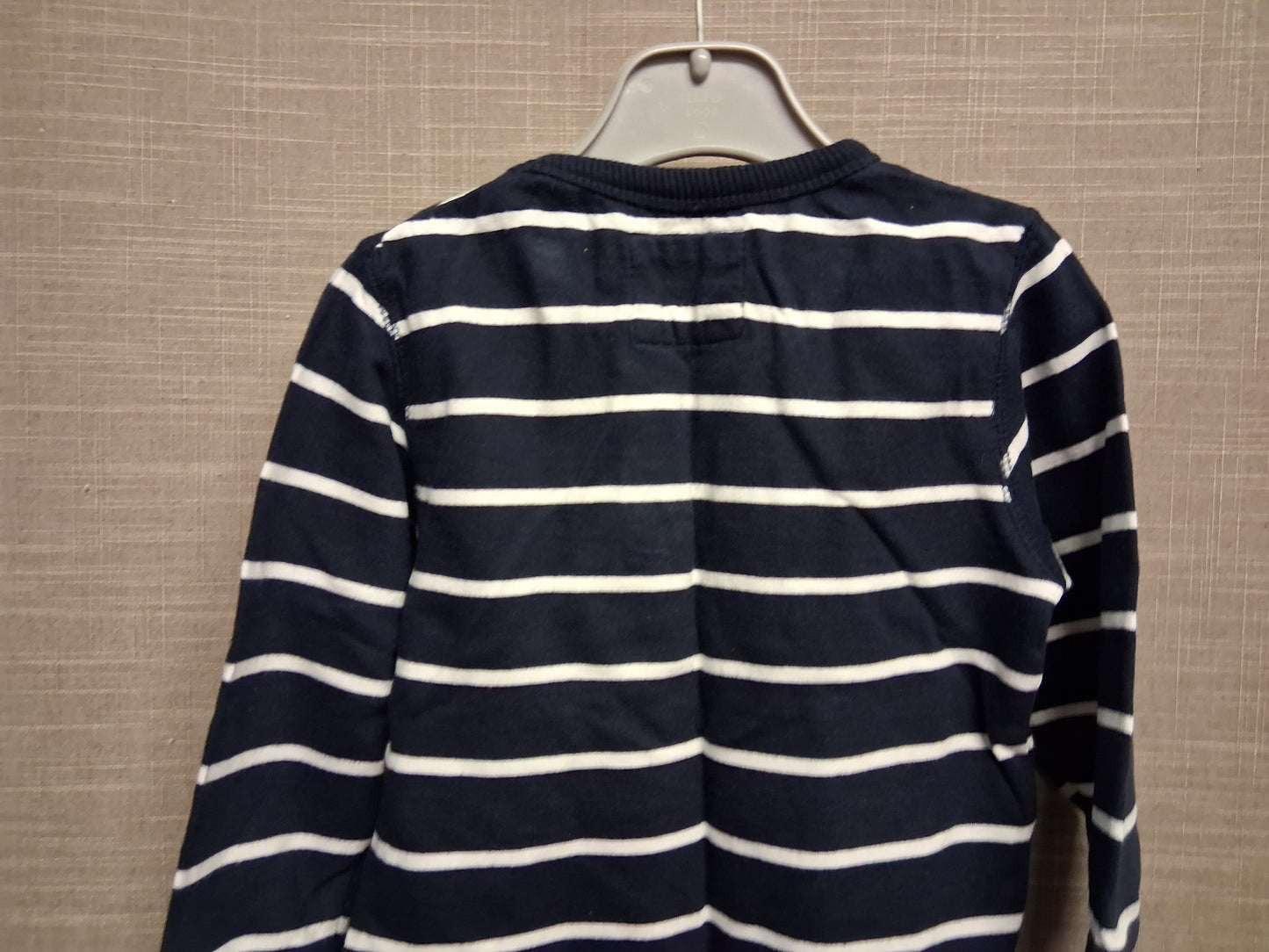 Next Boys Blue Crew Neck Sweater Blue White Stripe Police Car Age 18-24 Months