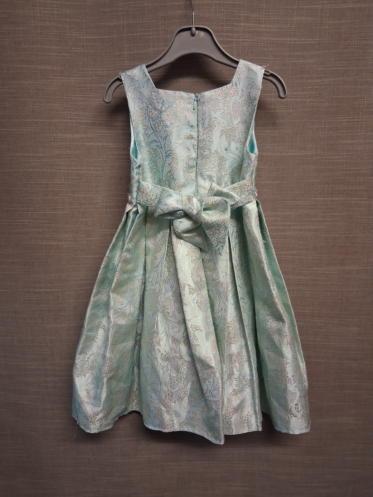 American Princess Duck Egg Blue Gold Thread Floral Party Prom Dress Bridesmaid Age 4 Years