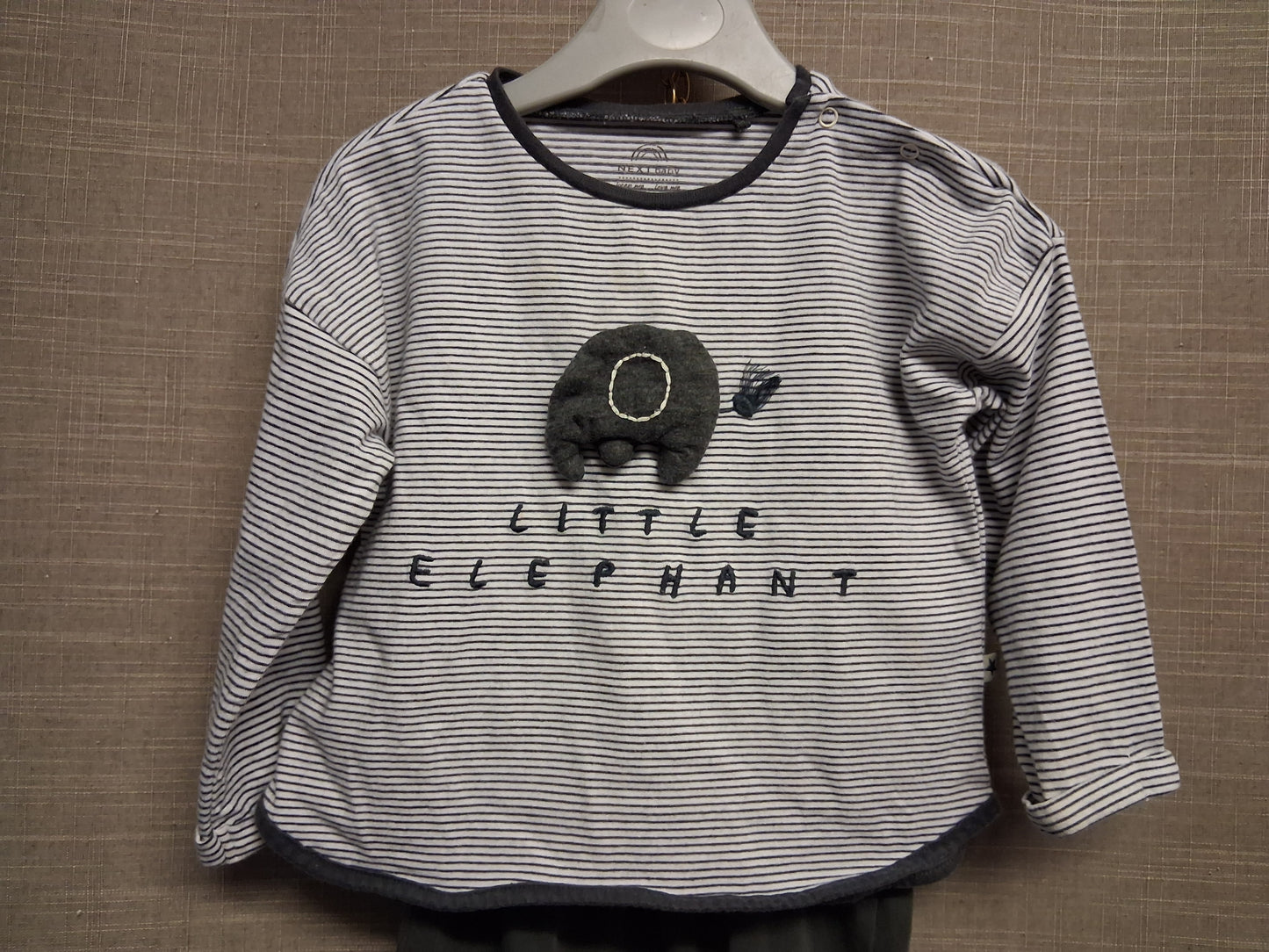 Next Baby Grey Elephant Theme Jersey Outfit Age 12-18 Months 100% Cotton
