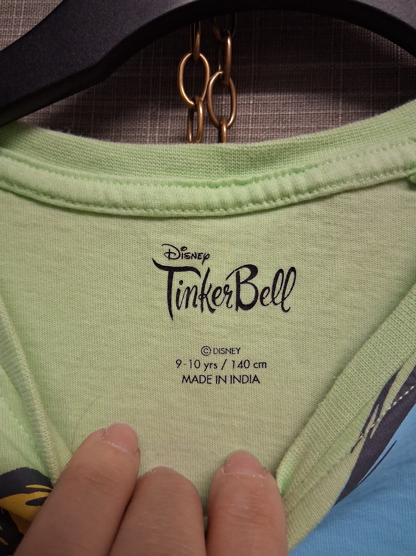 Primark Disney Girls Tinkerbell T-Shirt Green Short Sleeve Age 9-10 years