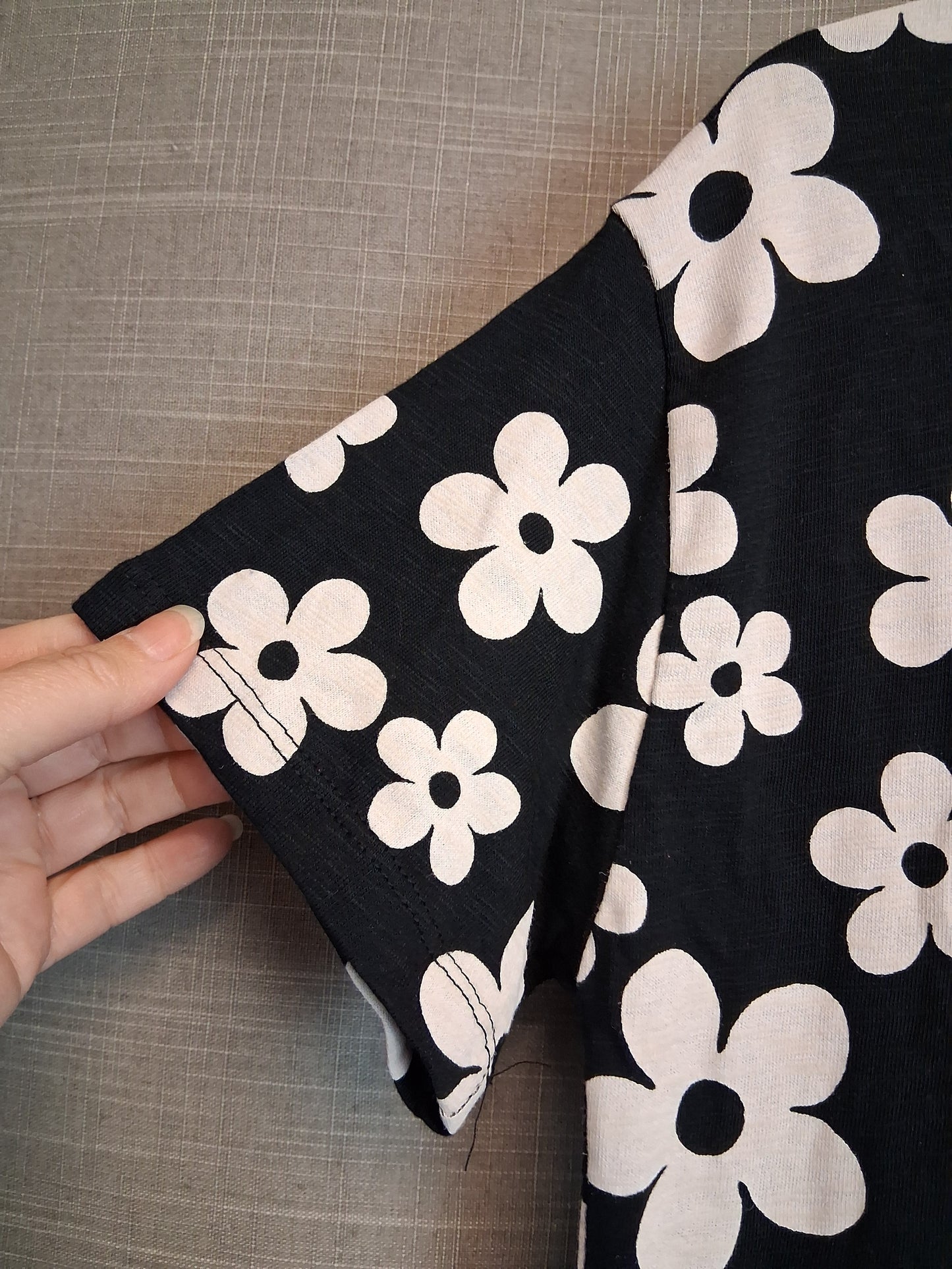 Next Girls Black White Floral Jersey Short Sleeve Dress Age 10 Years New