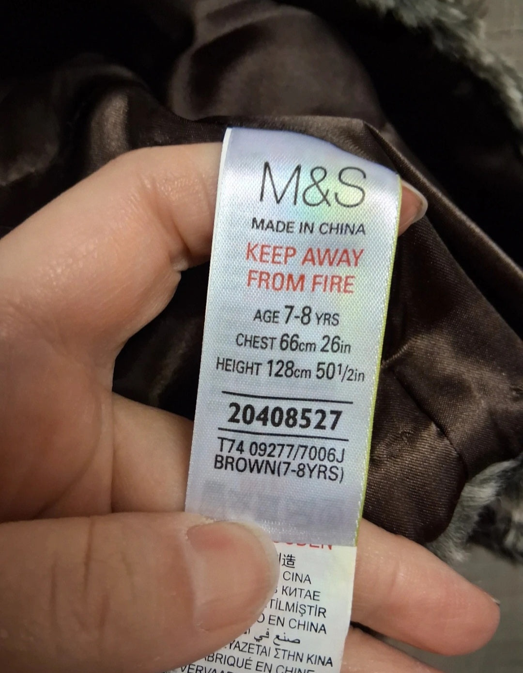 Marks and Spencer Brown Faux Fur Body Warmer Gilet Age 7-8 Years
