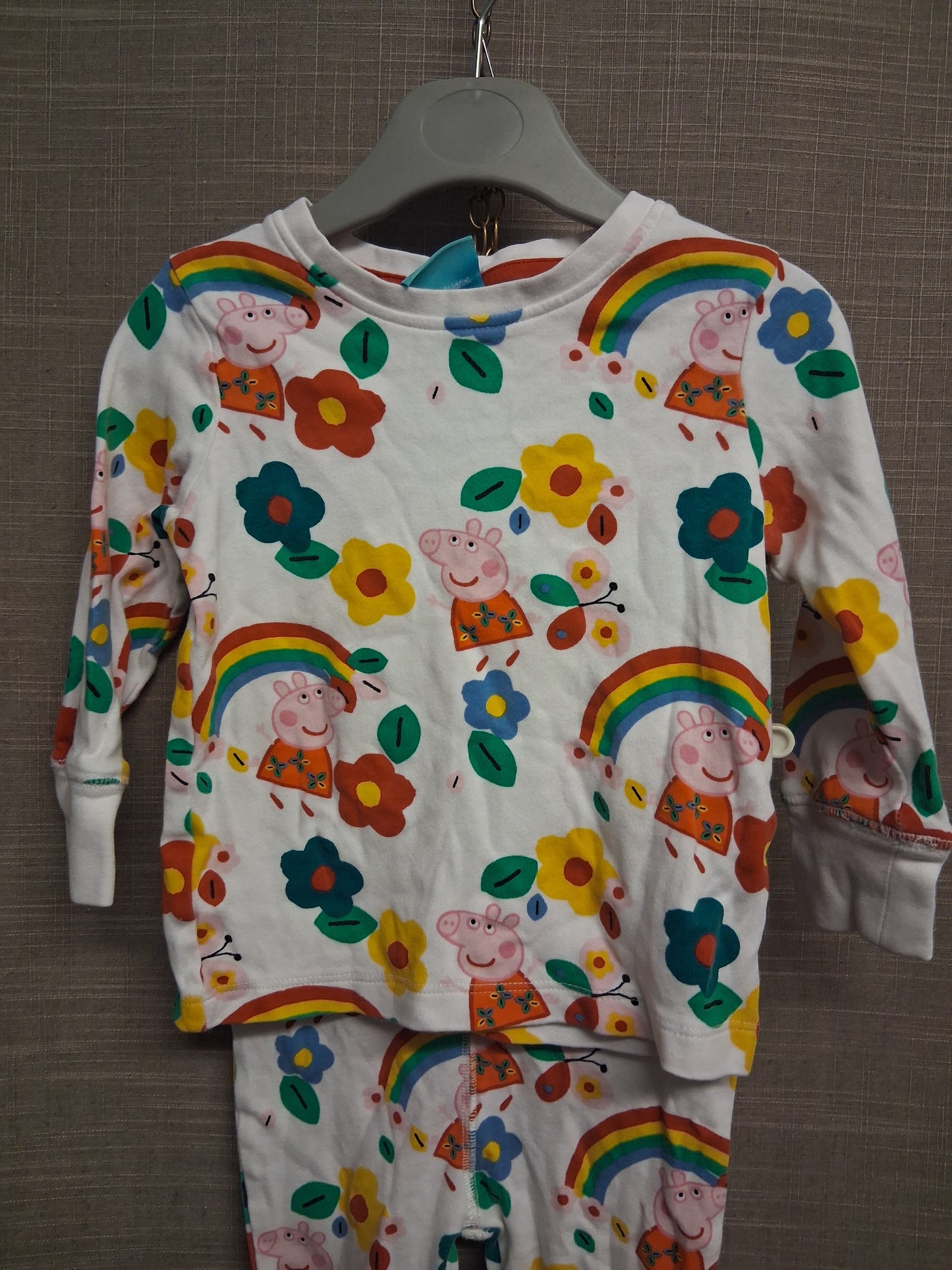Next Girls Peppa Pig Pyjamas PJs 2 Piece Set White Age 12-18 Months