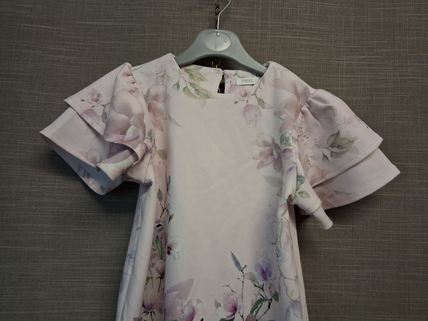 Next Girls Floral Pale Pink Frill Short Sleeve A Line Dress Age 5 Years
