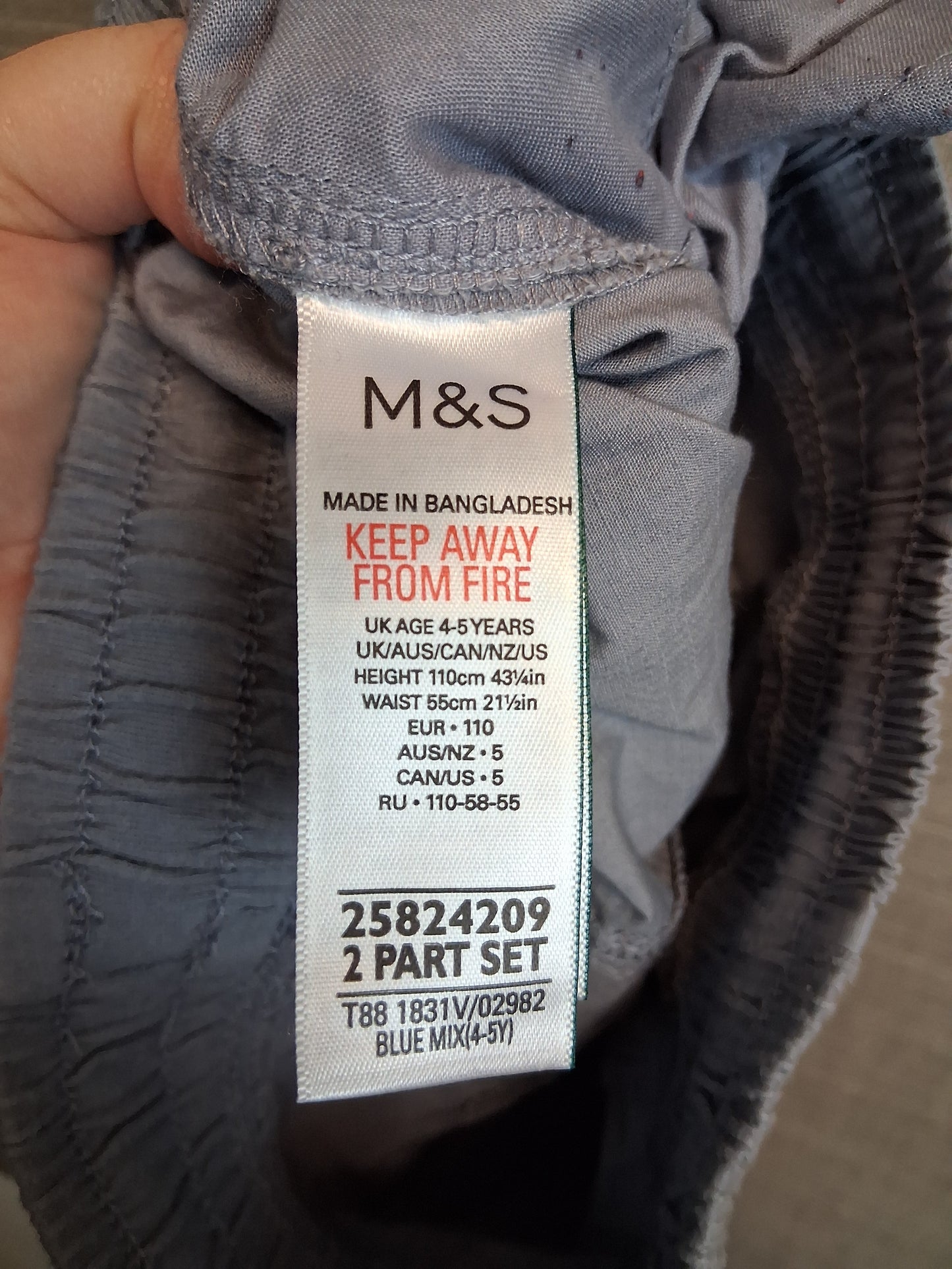 Marks and Spencer Grey Chino Style Shorts Age 4-5 Years