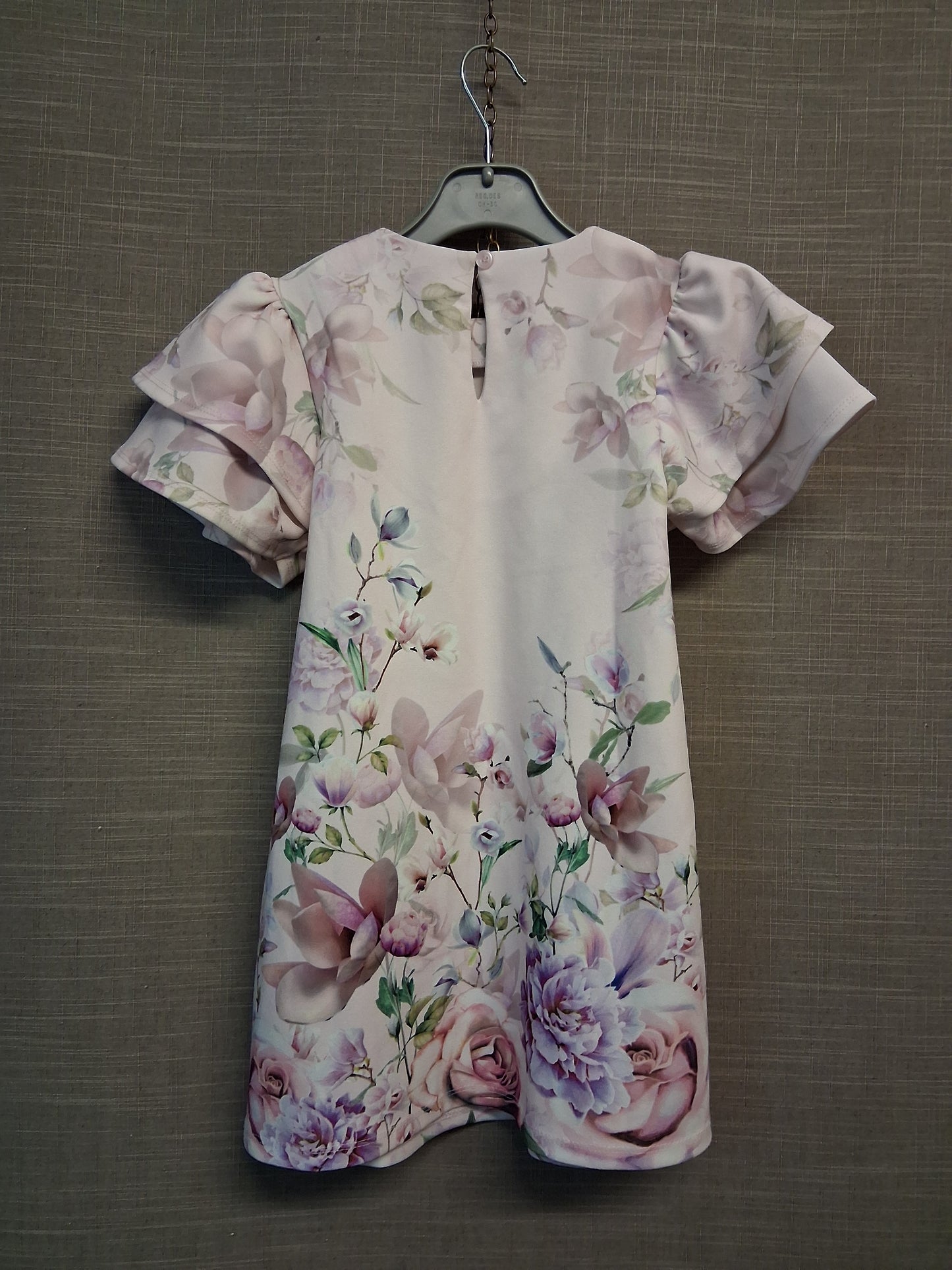 Next Girls Floral Pale Pink Frill Short Sleeve A Line Dress Age 5 Years