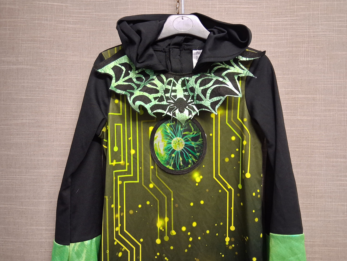 F&F Alien One Piece Costume Black Green Hooded Age 7-8 Years