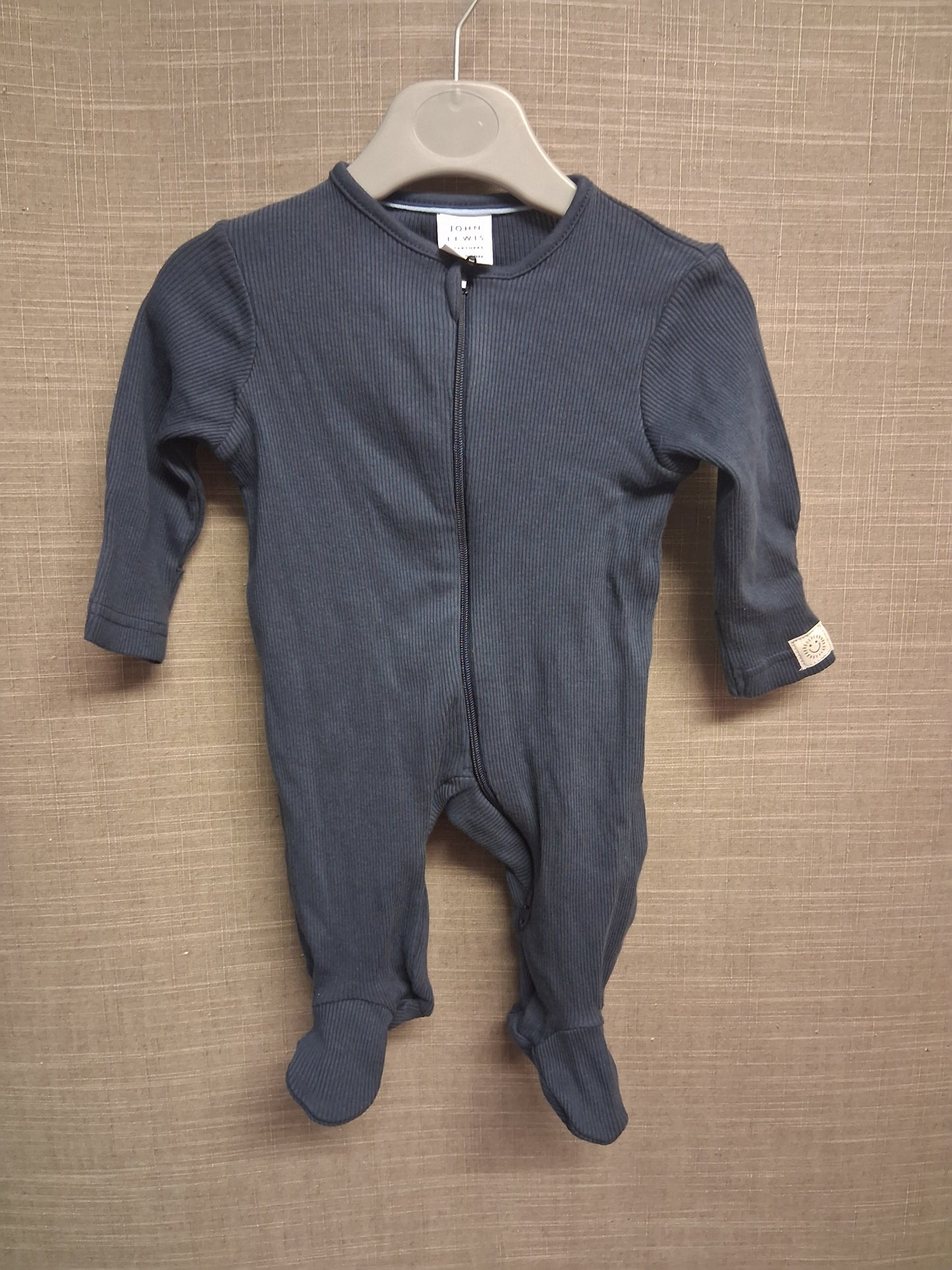John Lewis Sleepsuit Navy Ribbed Age Newborn Essential Wear