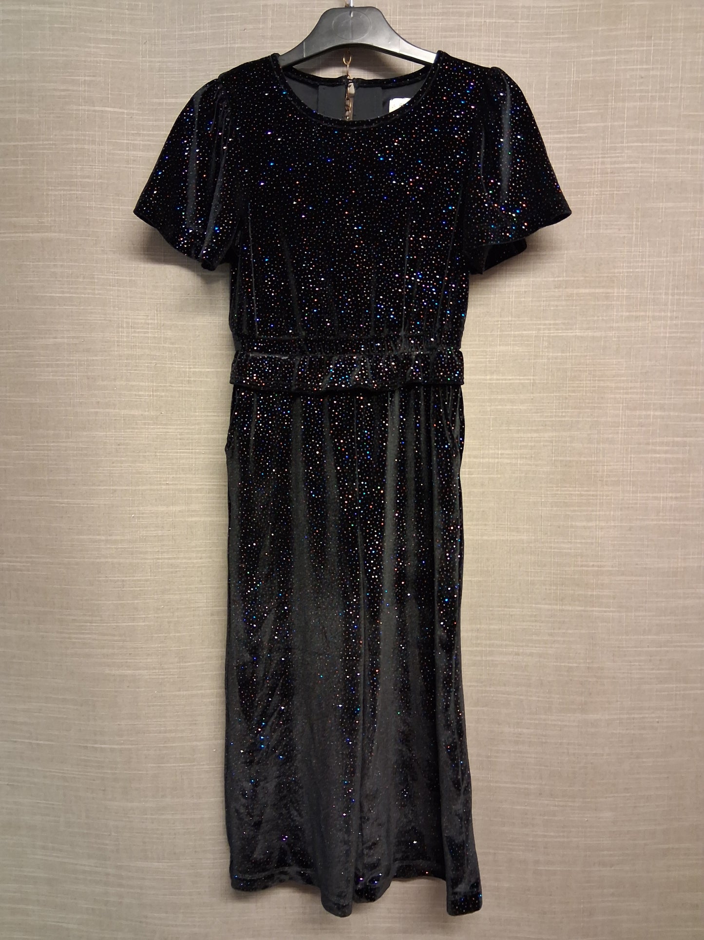 F&F Black Velour Sparkly Jumpsuit Age 6-7 Years