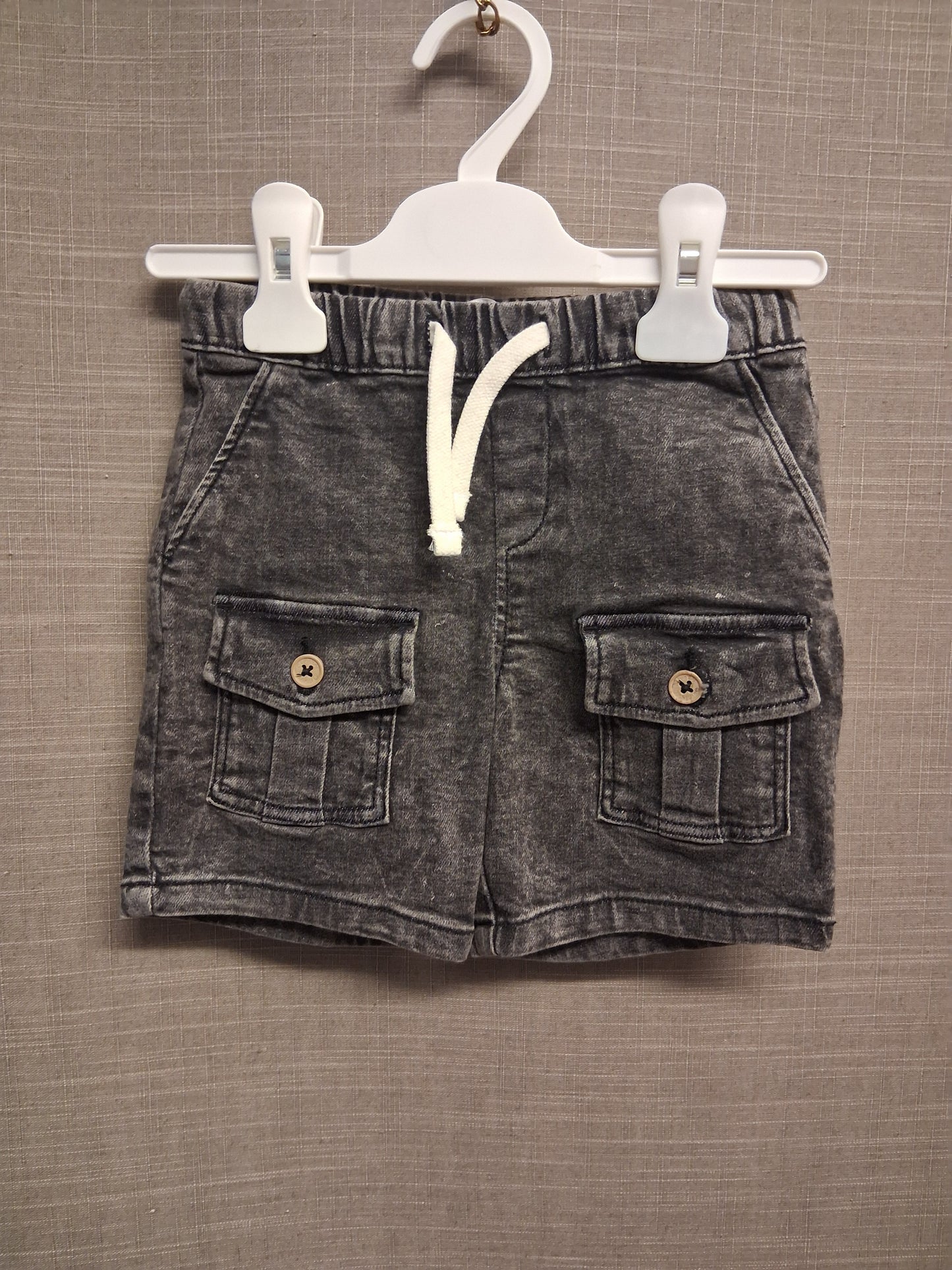 Original Marines Boys Black Denim Shorts Pockets on Front Age 12-18 Months