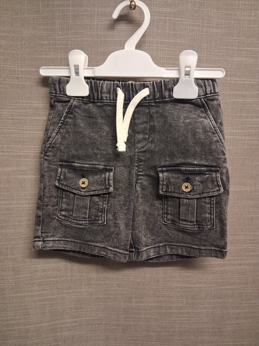 Original Marines Boys Black Denim Shorts Pockets on Front Age 12-18 Months